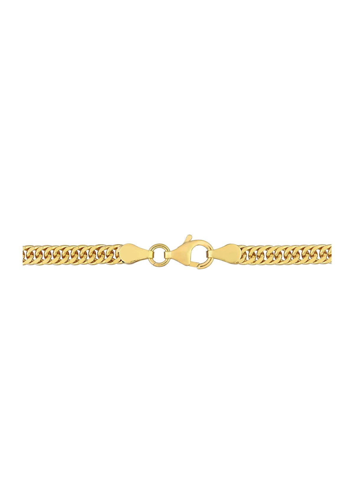 18k Yellow Gold Plated Sterling Silver Fancy Curb Link Chain Necklace