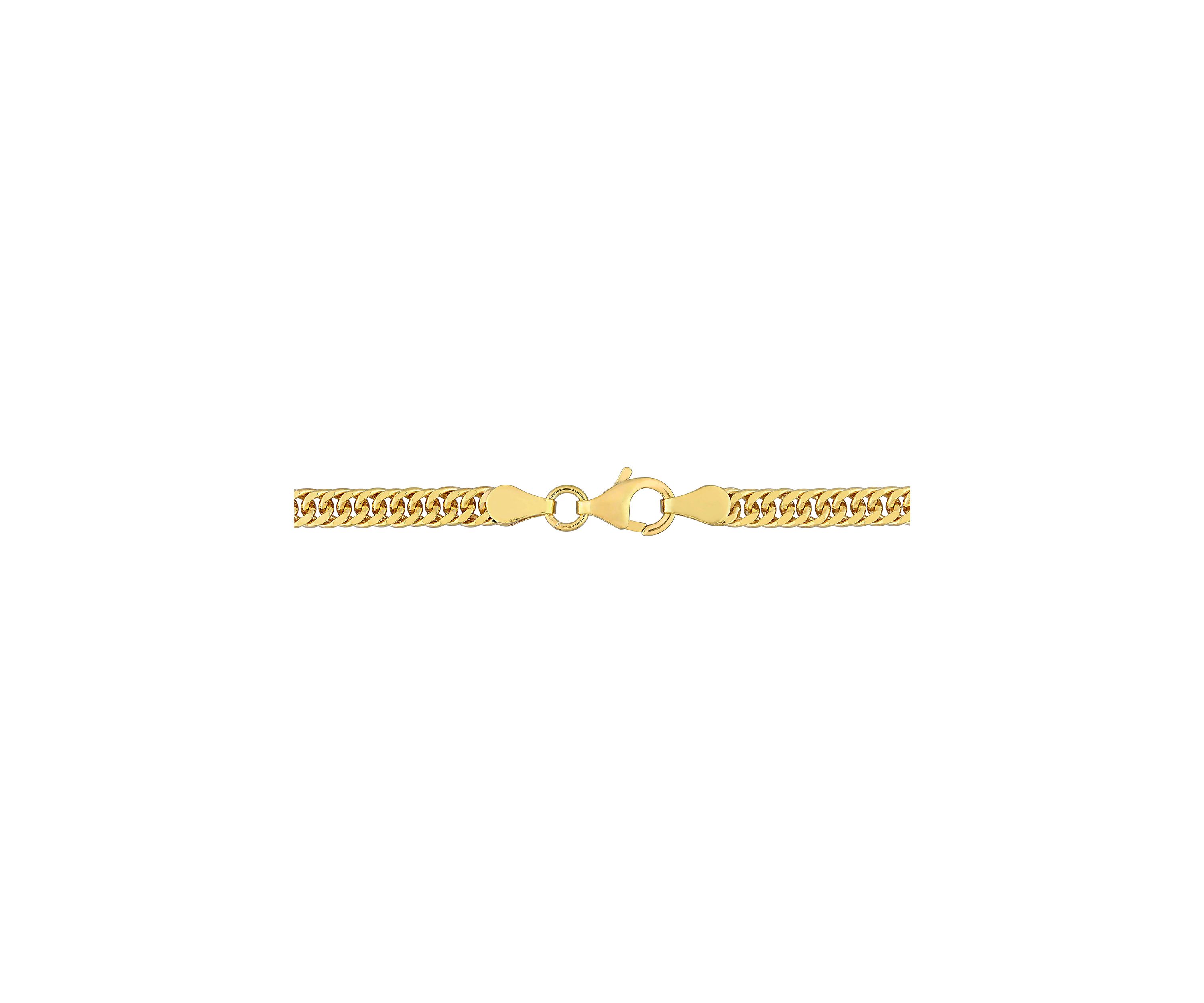 18k Yellow Gold Plated Sterling Silver Fancy Curb Link Chain Necklace