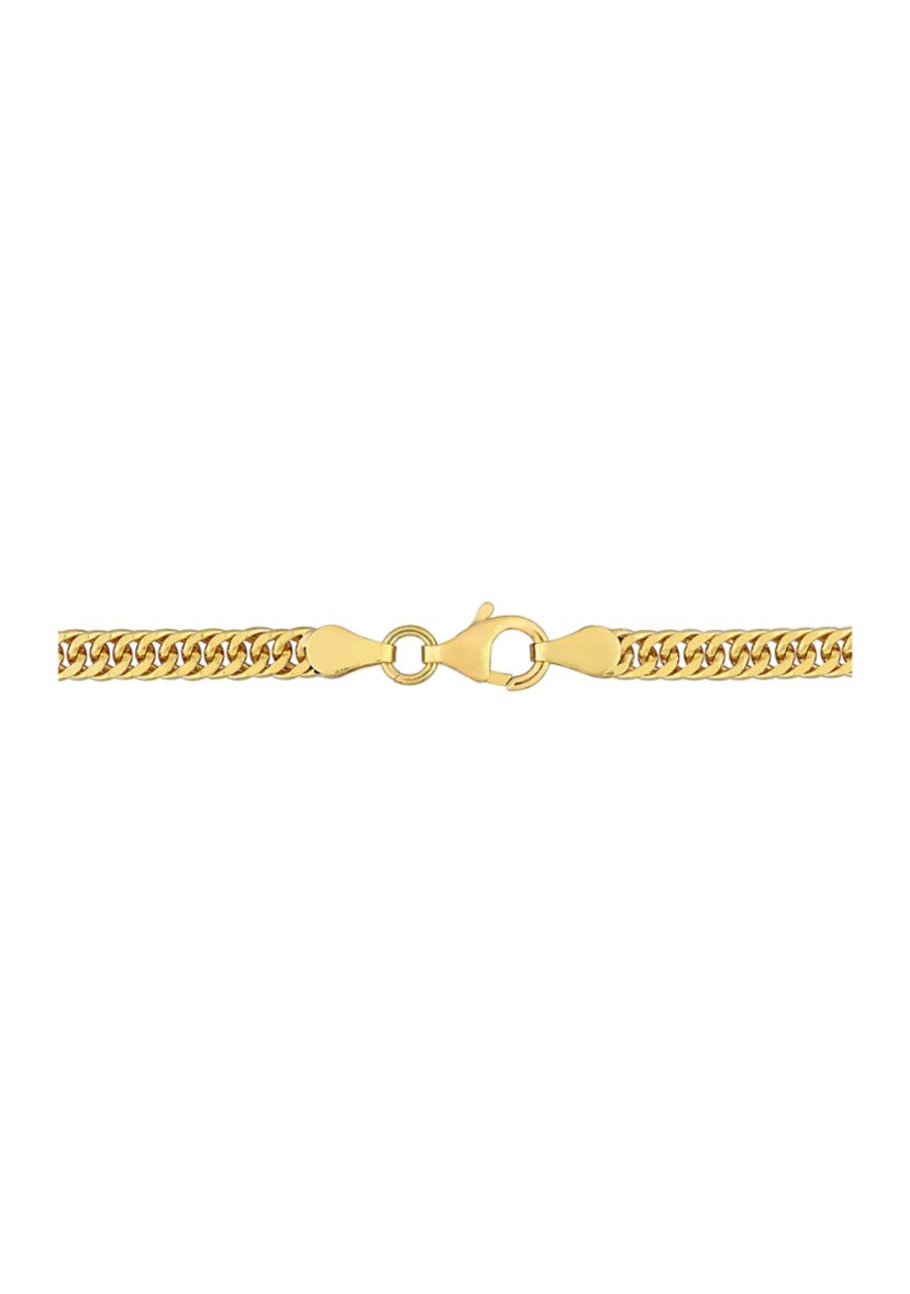 18k Yellow Gold Plated Sterling Silver Fancy Curb Link Chain Necklace