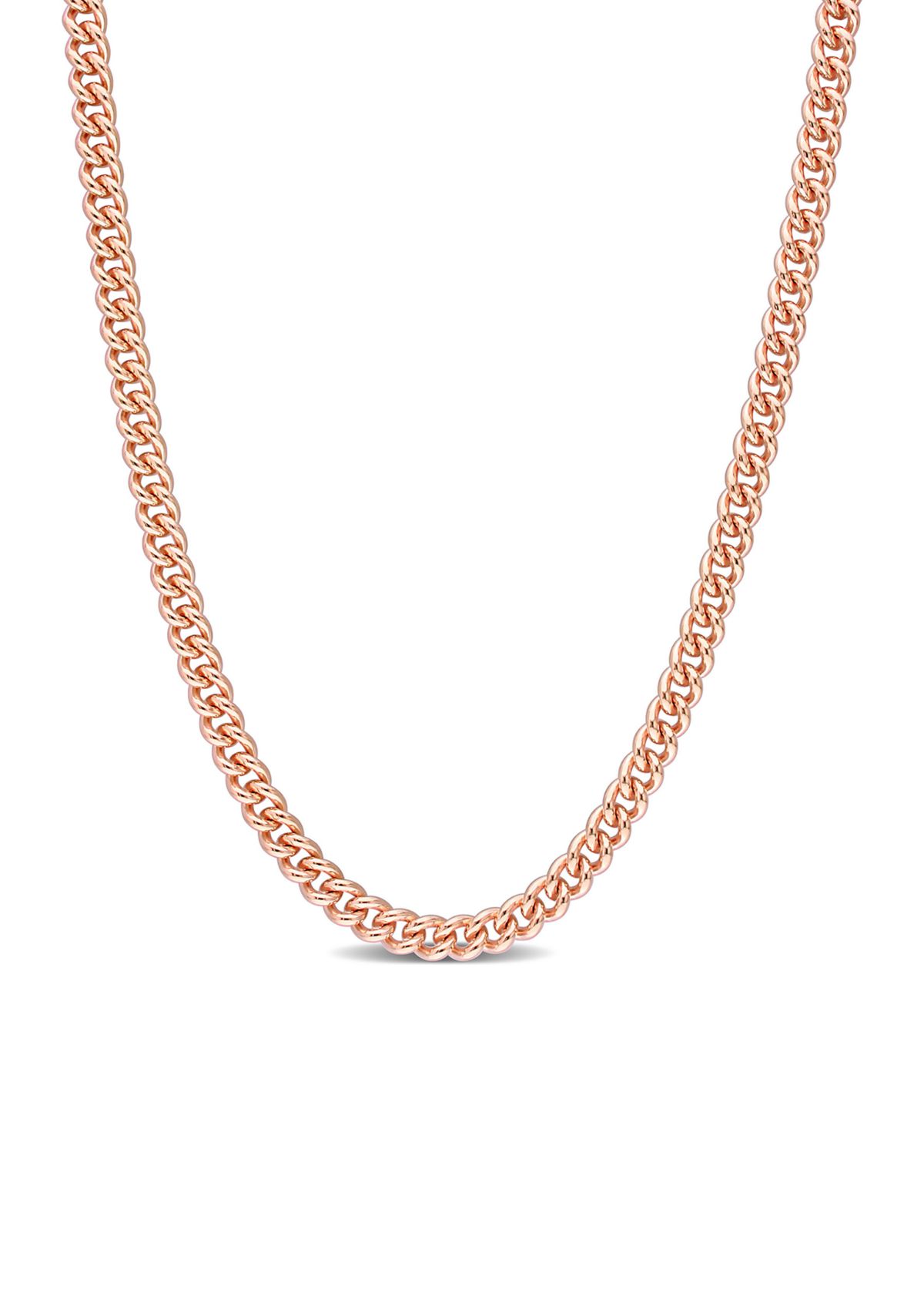 18k Rose Gold Plated Sterling Silver 4.4mm Curb Link Chain Necklace