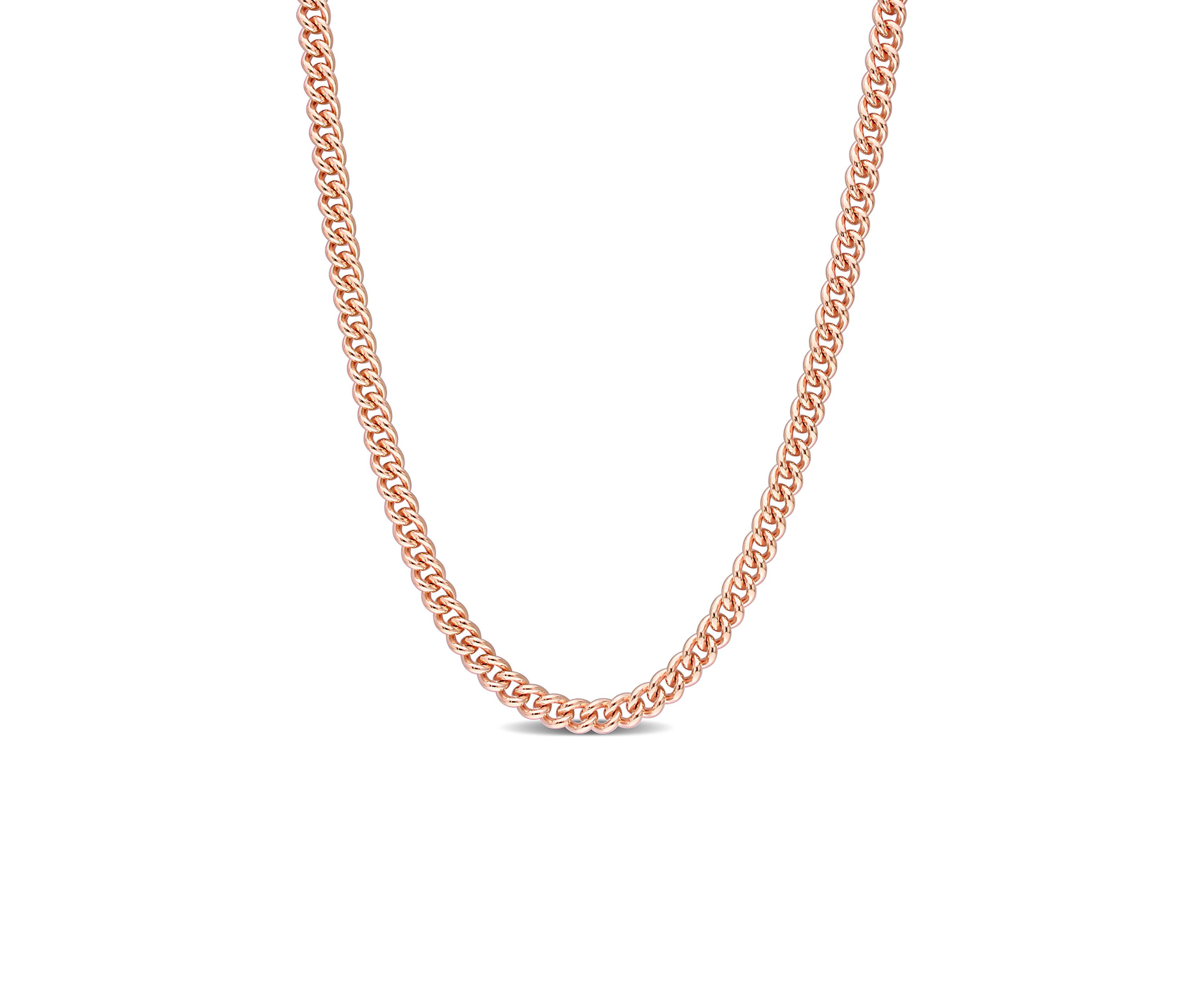 18k Rose Gold Plated Sterling Silver 4.4mm Curb Link Chain Necklace