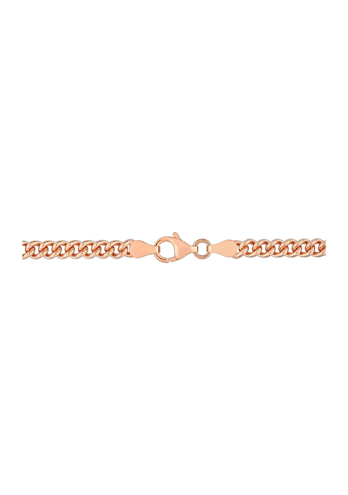18k Rose Gold Plated Sterling Silver 4.4mm Curb Link Chain Necklace