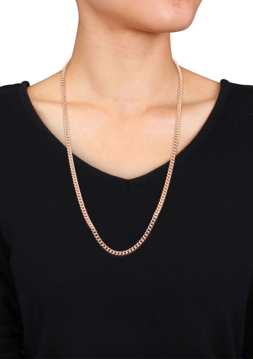 18k Rose Gold Plated Sterling Silver 4.4mm Curb Link Chain Necklace