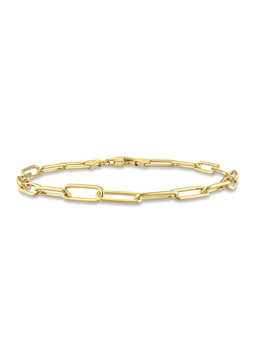 18k Yellow Gold Plated Sterling Silver 5mm Paperclip Chain Bracelet