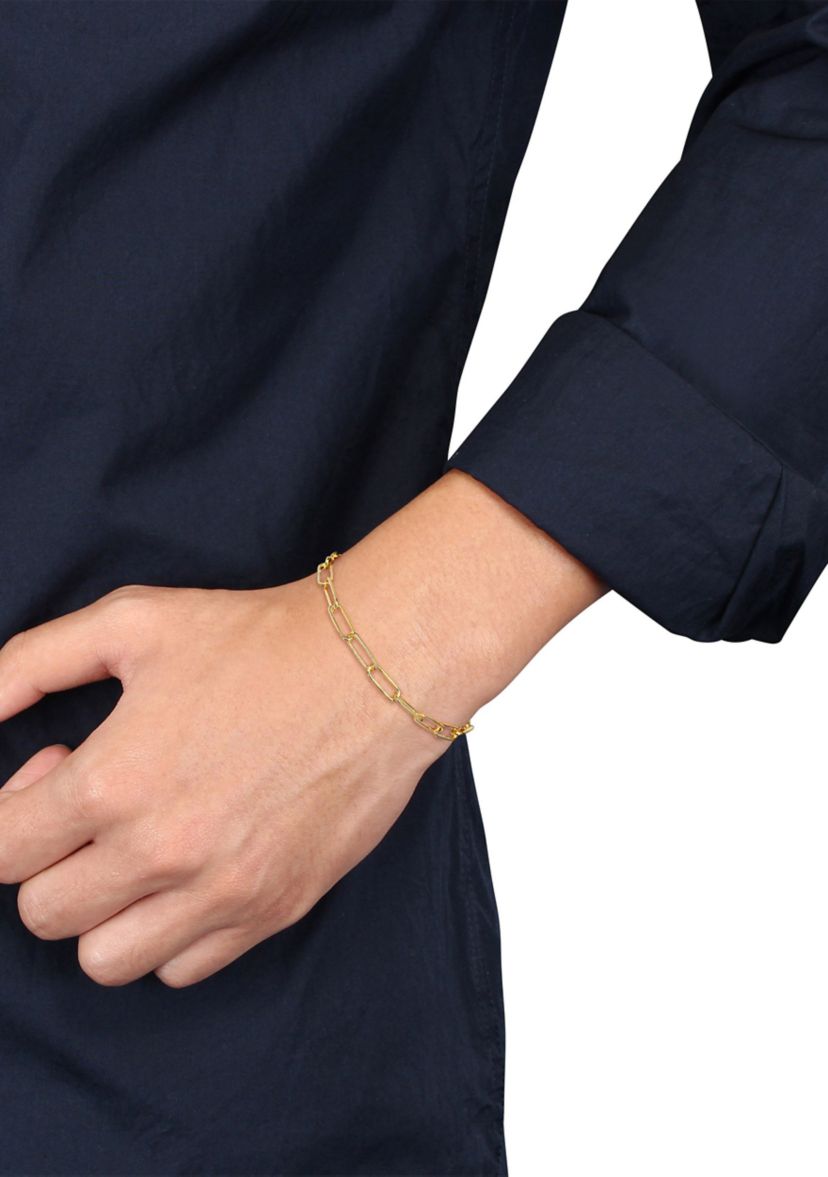 18k Yellow Gold Plated Sterling Silver 5mm Paperclip Chain Bracelet