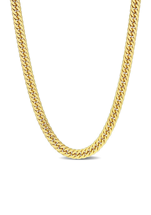 18k Yellow Gold Plated Sterling Silver 5.5 Millimeter Fancy Curb Link Chain Necklace