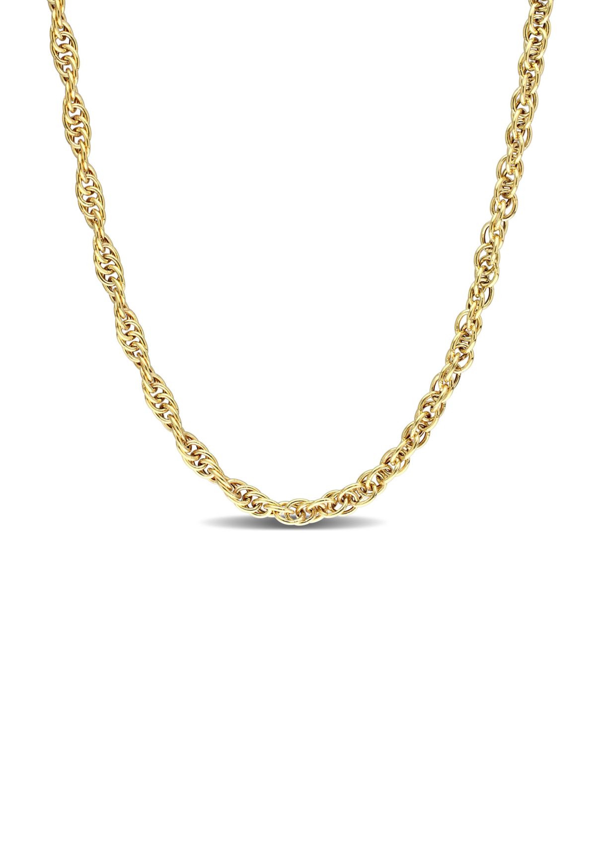 18k Yellow Gold Plated Sterling Silver 3.7mm Singapore Chain Necklace