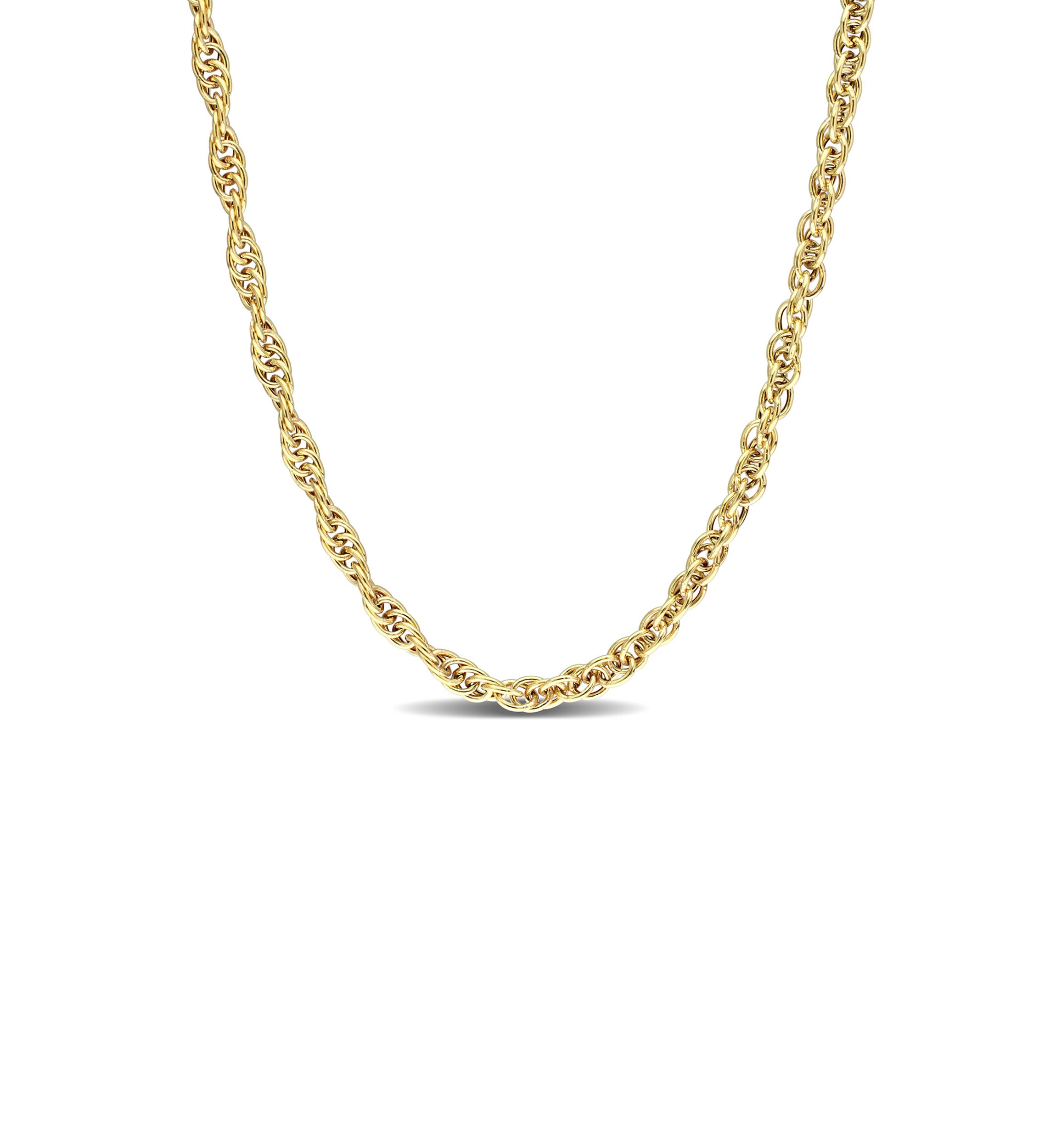 18k Yellow Gold Plated Sterling Silver 3.7mm Singapore Chain Necklace