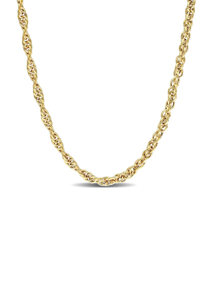 18k Yellow Gold Plated Sterling Silver 3.7mm Singapore Chain Necklace