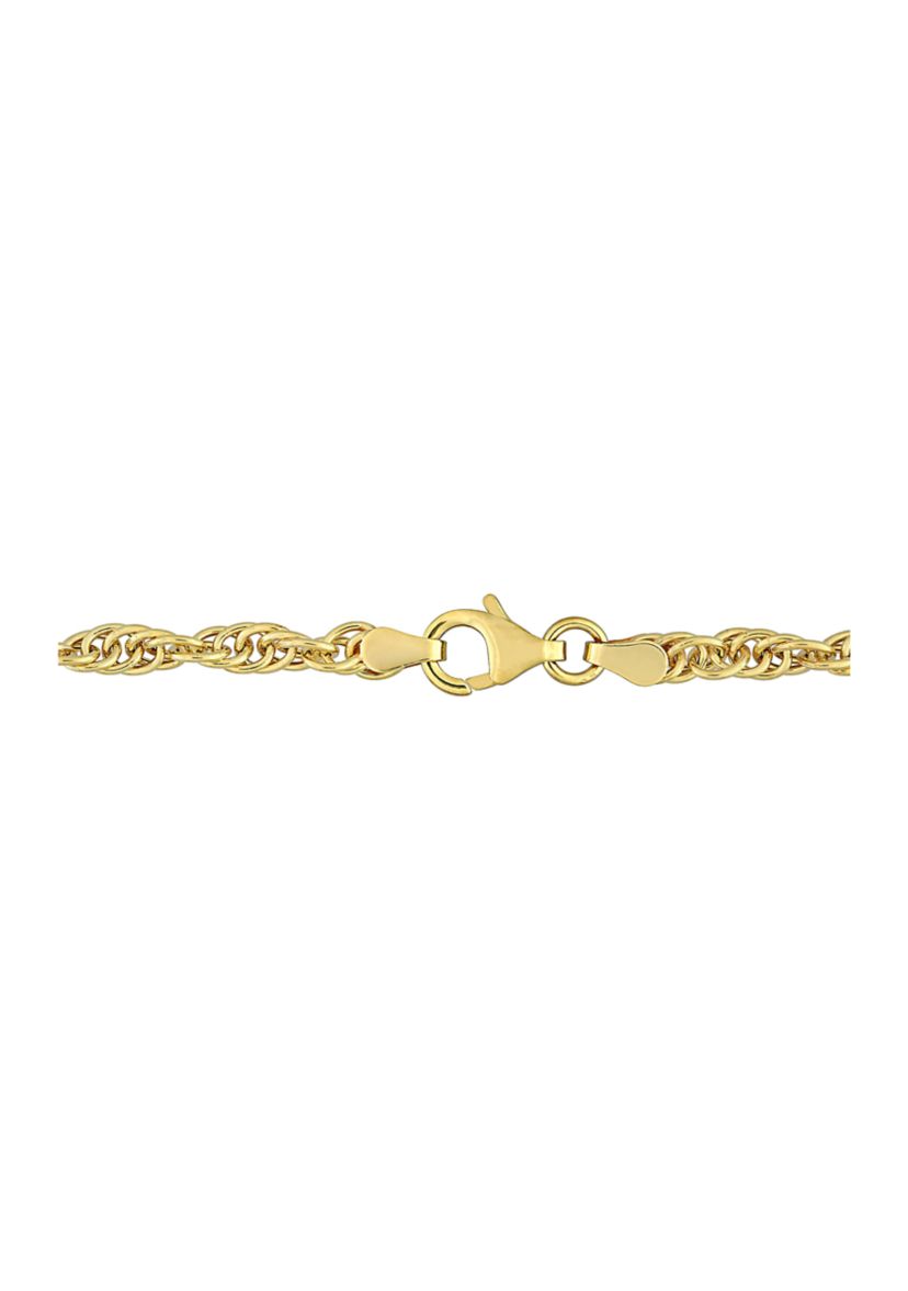 18k Yellow Gold Plated Sterling Silver 3.7mm Singapore Chain Necklace
