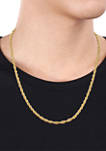 18k Yellow Gold Plated Sterling Silver 3.7 Millimeter Singapore Chain Necklace
