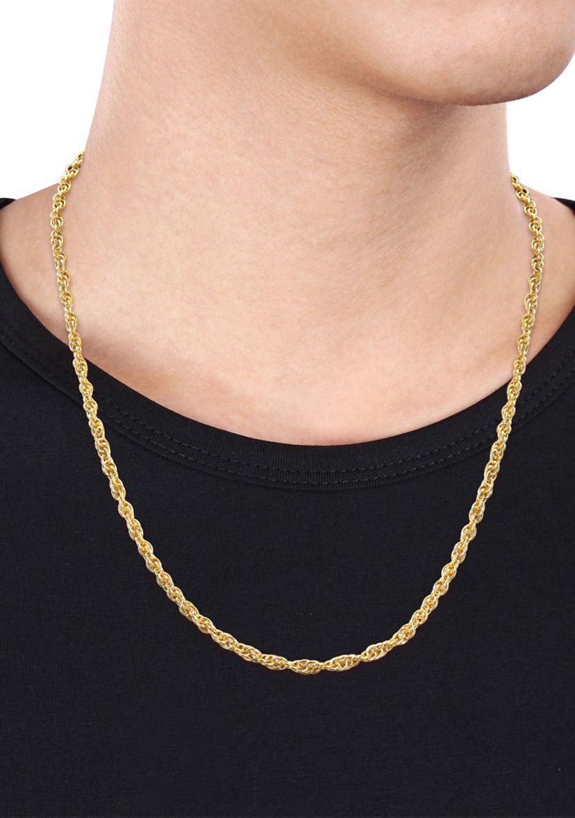 18k Yellow Gold Plated Sterling Silver 3.7mm Singapore Chain Necklace