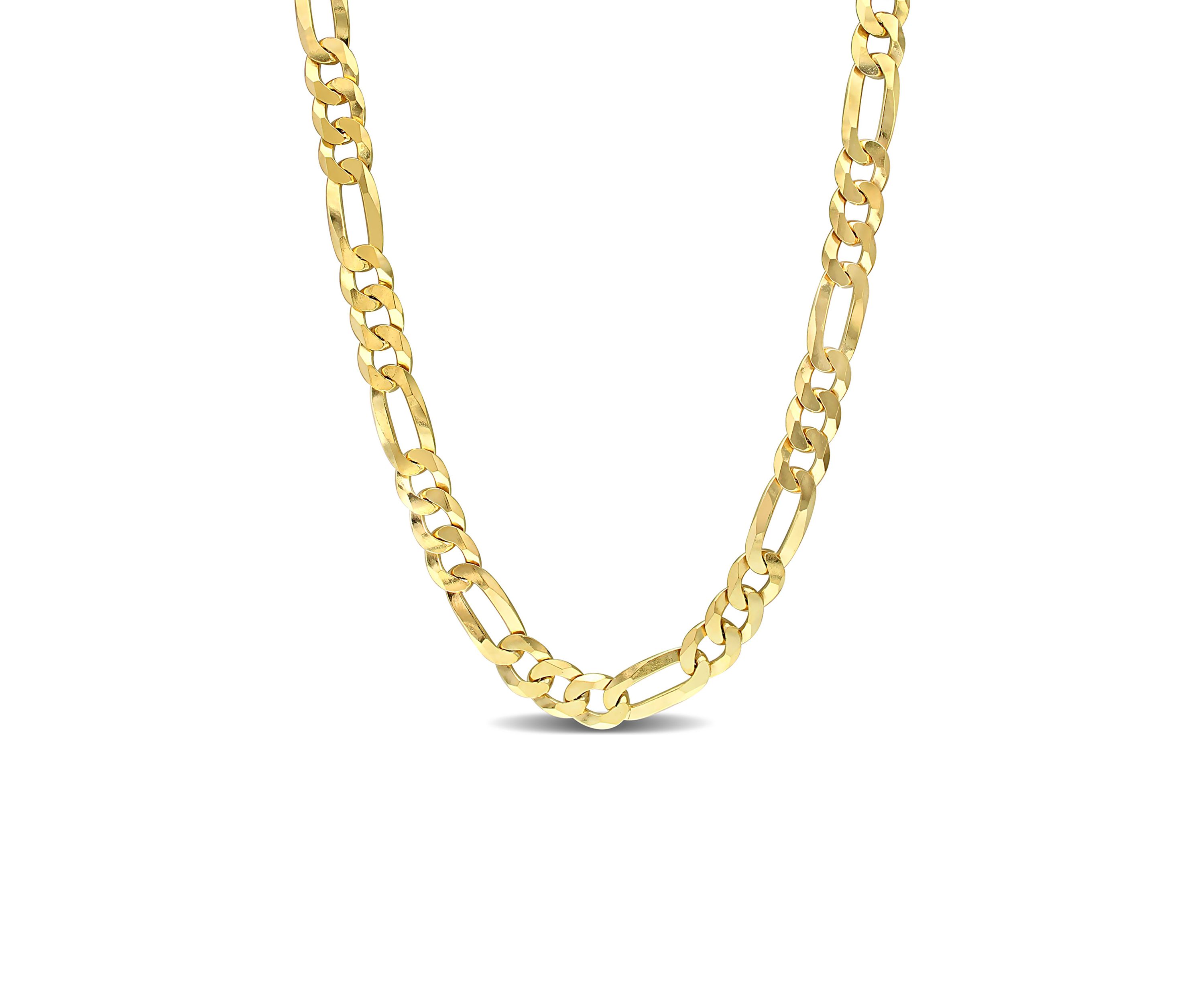 18k Yellow Gold Plated Sterling Silver 8.9mm Flat Figaro Chain Necklace