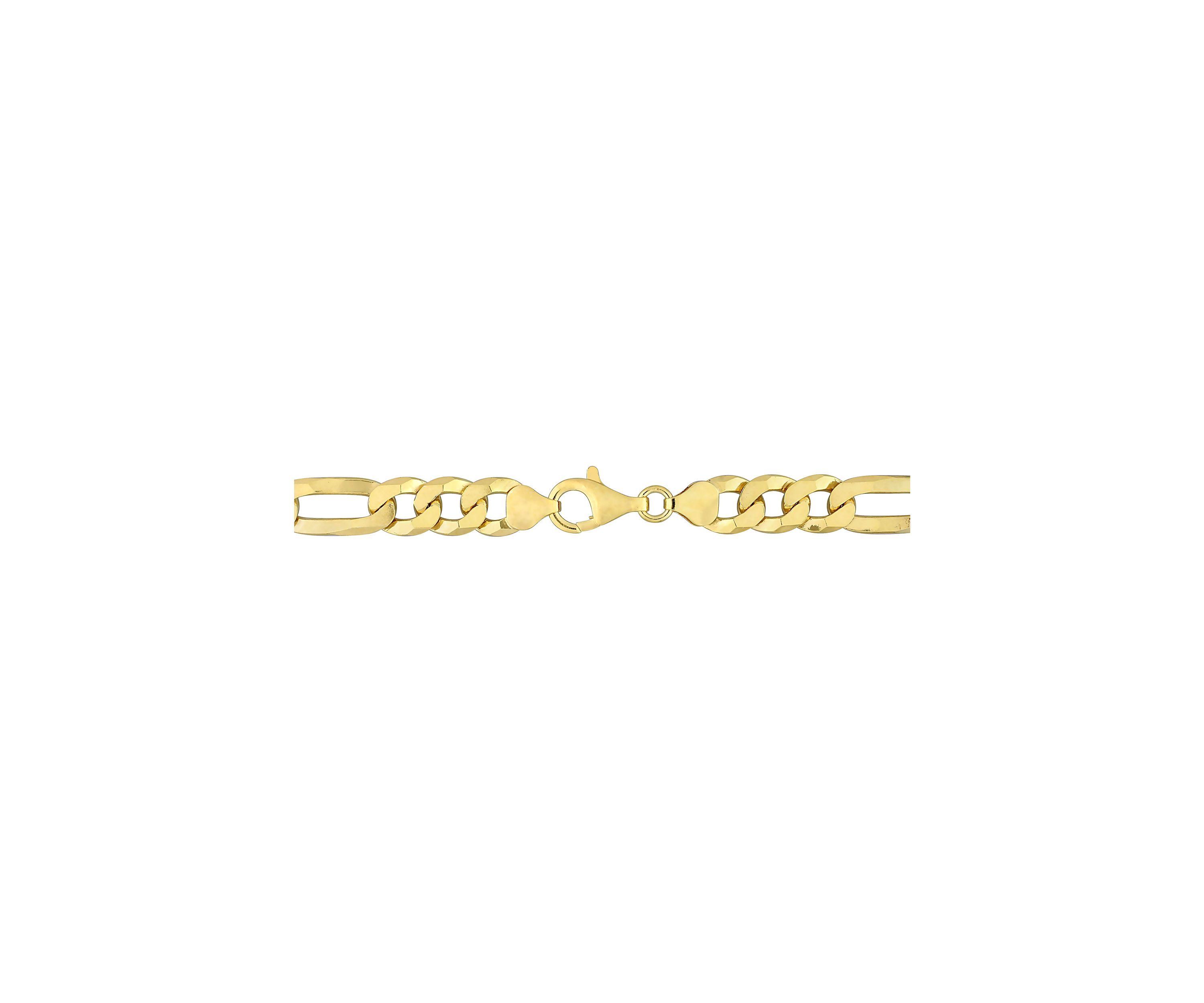 18k Yellow Gold Plated Sterling Silver 8.9mm Flat Figaro Chain Necklace