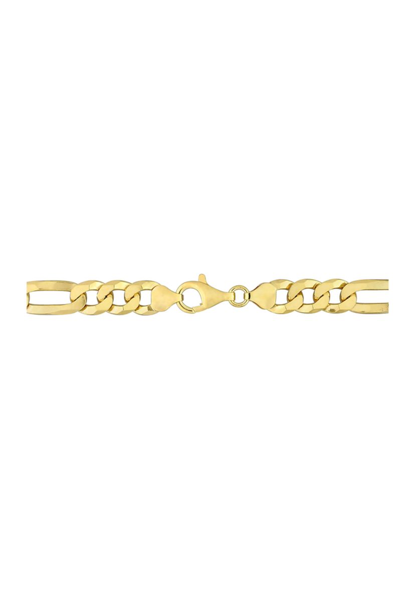18k Yellow Gold Plated Sterling Silver 8.9mm Flat Figaro Chain Necklace