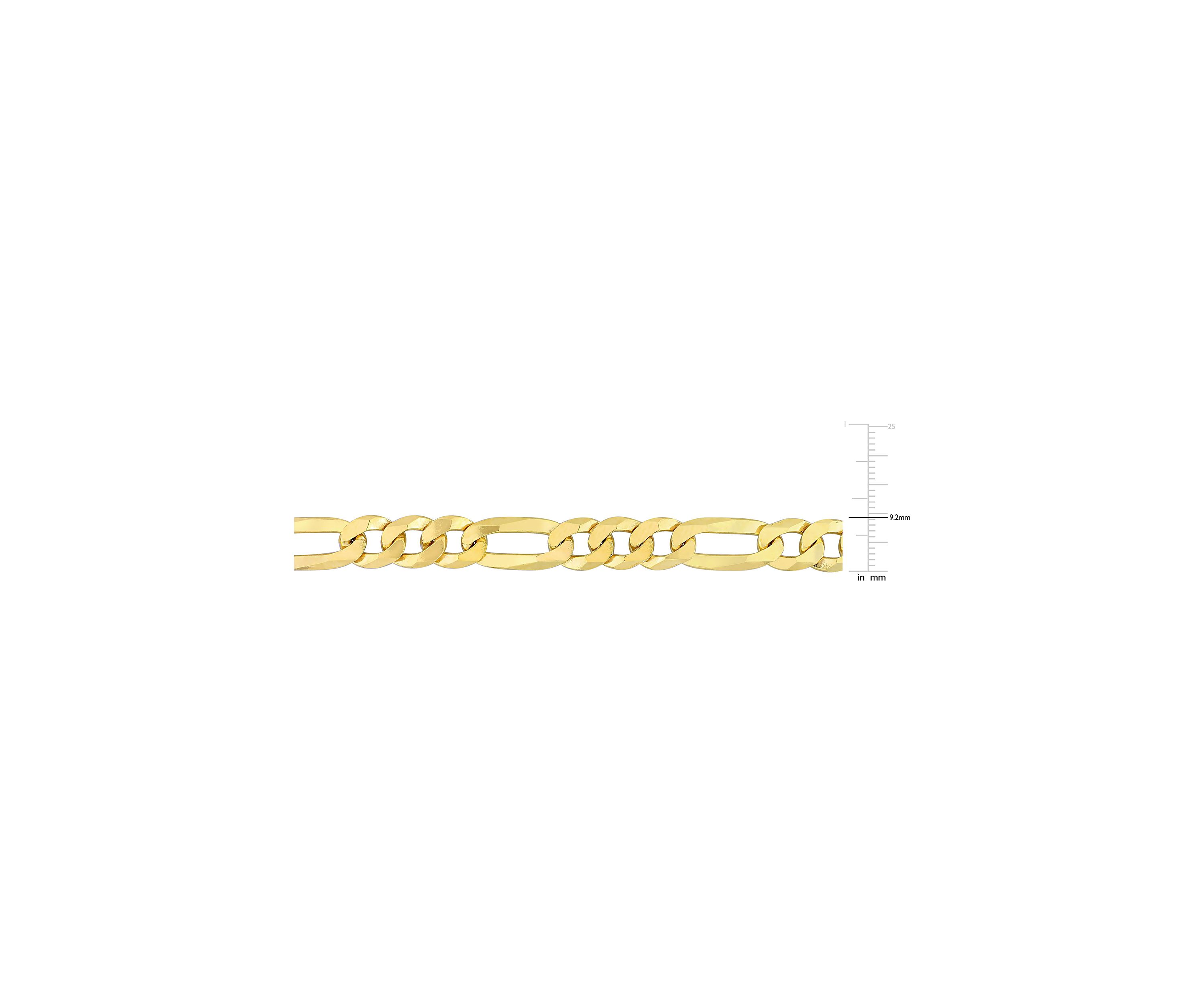 18k Yellow Gold Plated Sterling Silver 8.9mm Flat Figaro Chain Necklace
