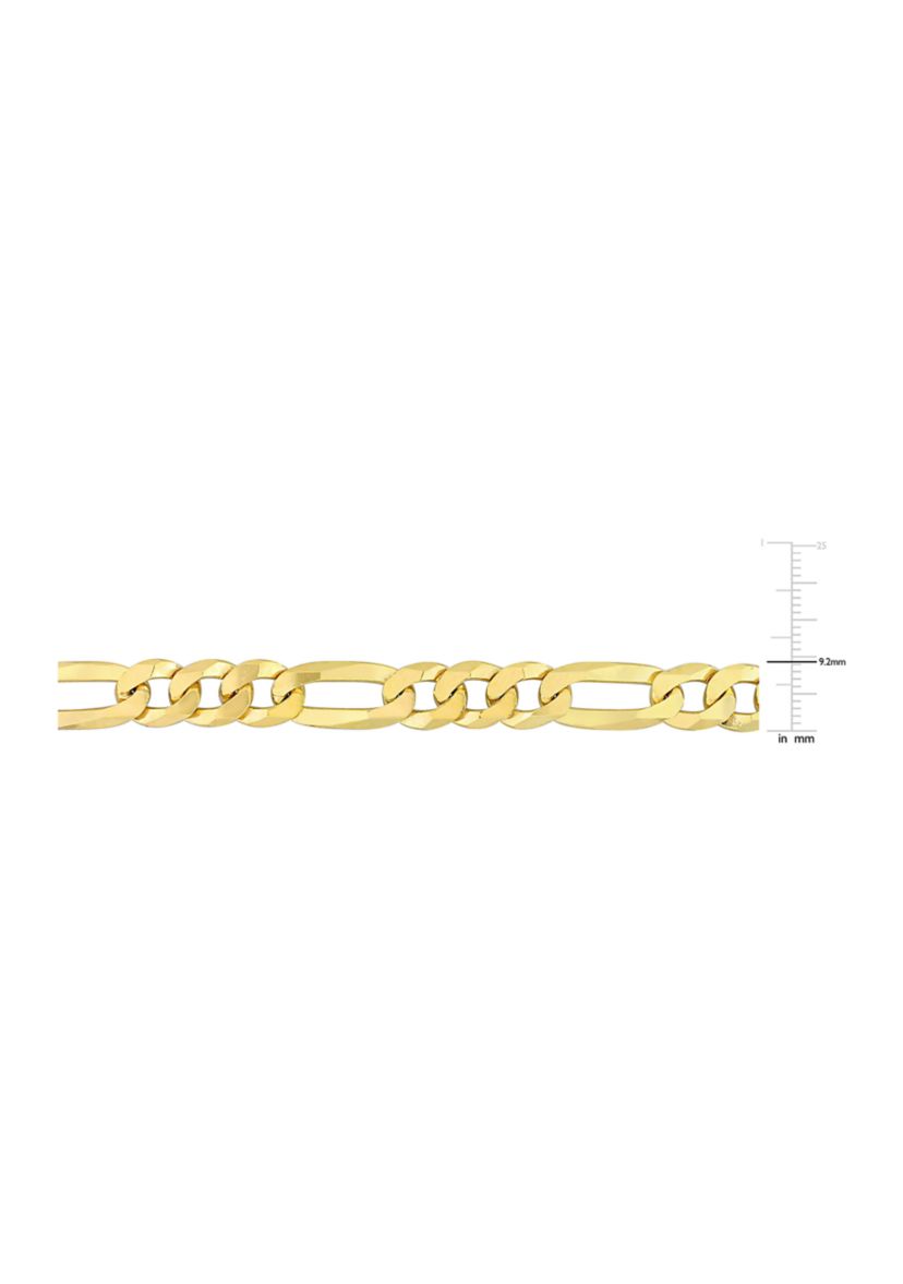 18k Yellow Gold Plated Sterling Silver 8.9mm Flat Figaro Chain Necklace