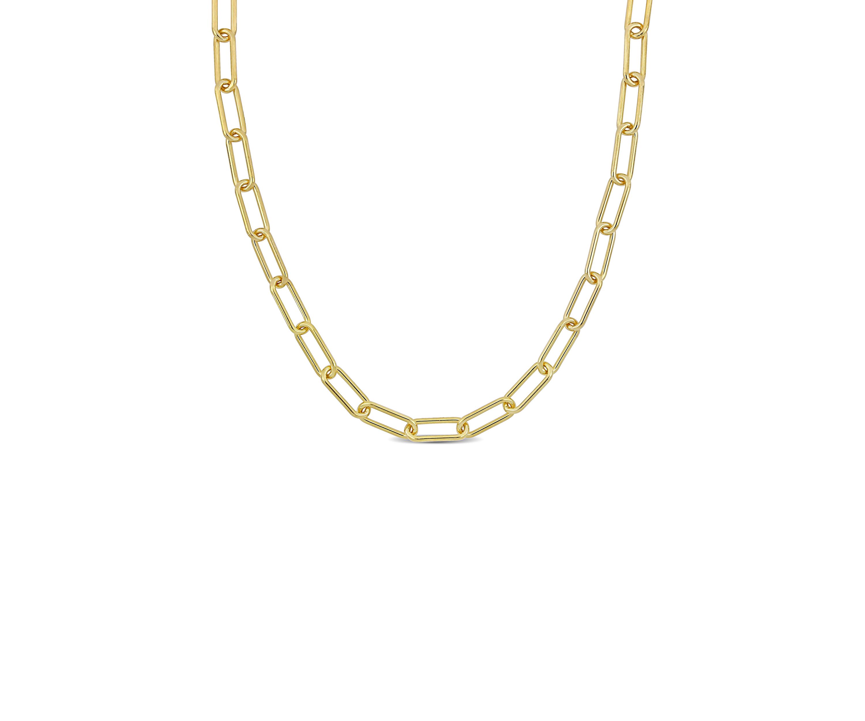 18k Yellow Gold Plated Sterling Silver 6mm Paperclip Chain Necklace