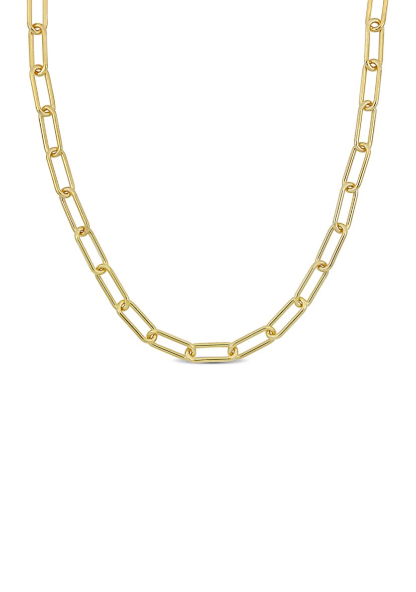 18k Yellow Gold Plated Sterling Silver 6mm Paperclip Chain Necklace
