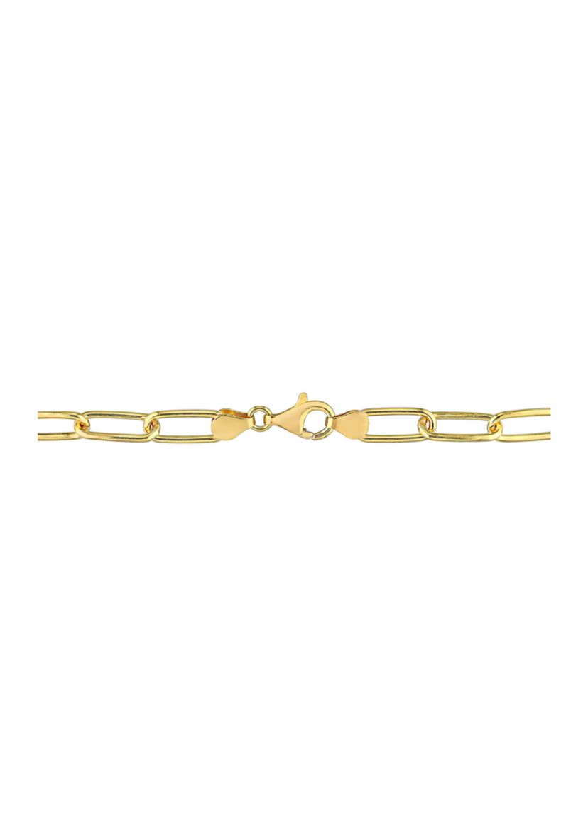 18k Yellow Gold Plated Sterling Silver 6mm Paperclip Chain Necklace