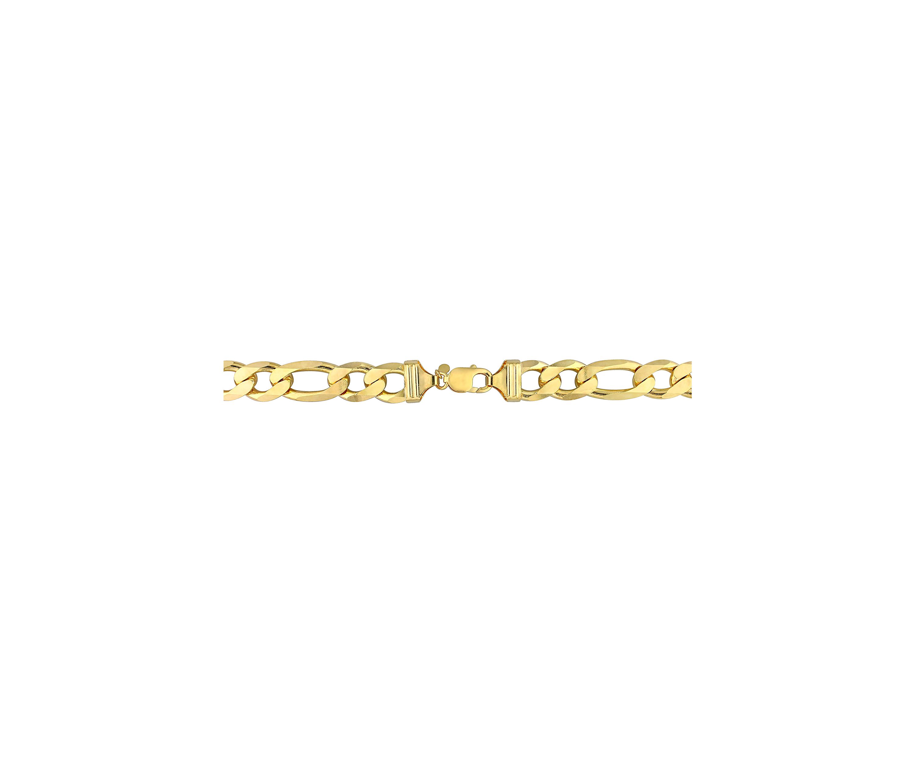 Yellow Flash Plated Sterling Silver 14.5mm Figaro Chain Necklace