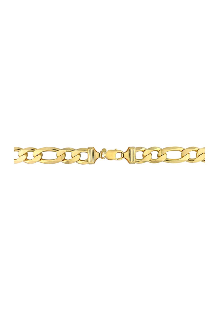 Yellow Flash Plated Sterling Silver 14.5mm Figaro Chain Necklace