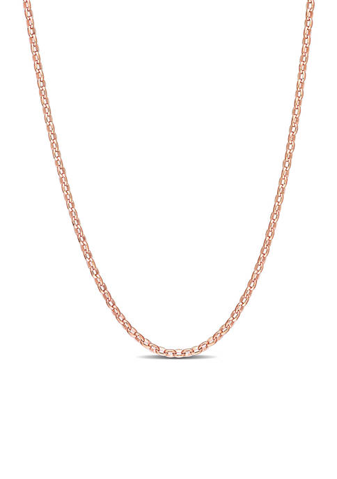 18k Rose Gold Plated Sterling Silver Rolo Chain Necklace
