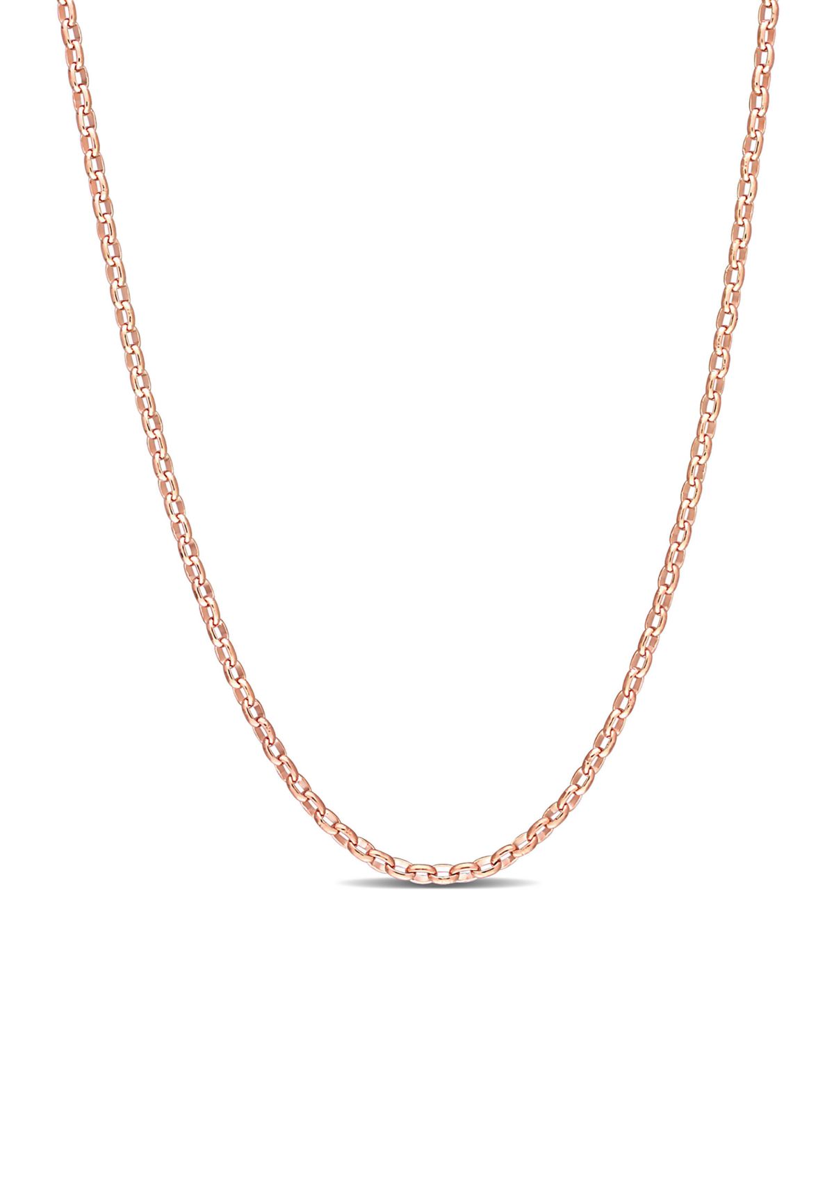 18k Rose Gold Plated Sterling Silver Rolo Chain Necklace