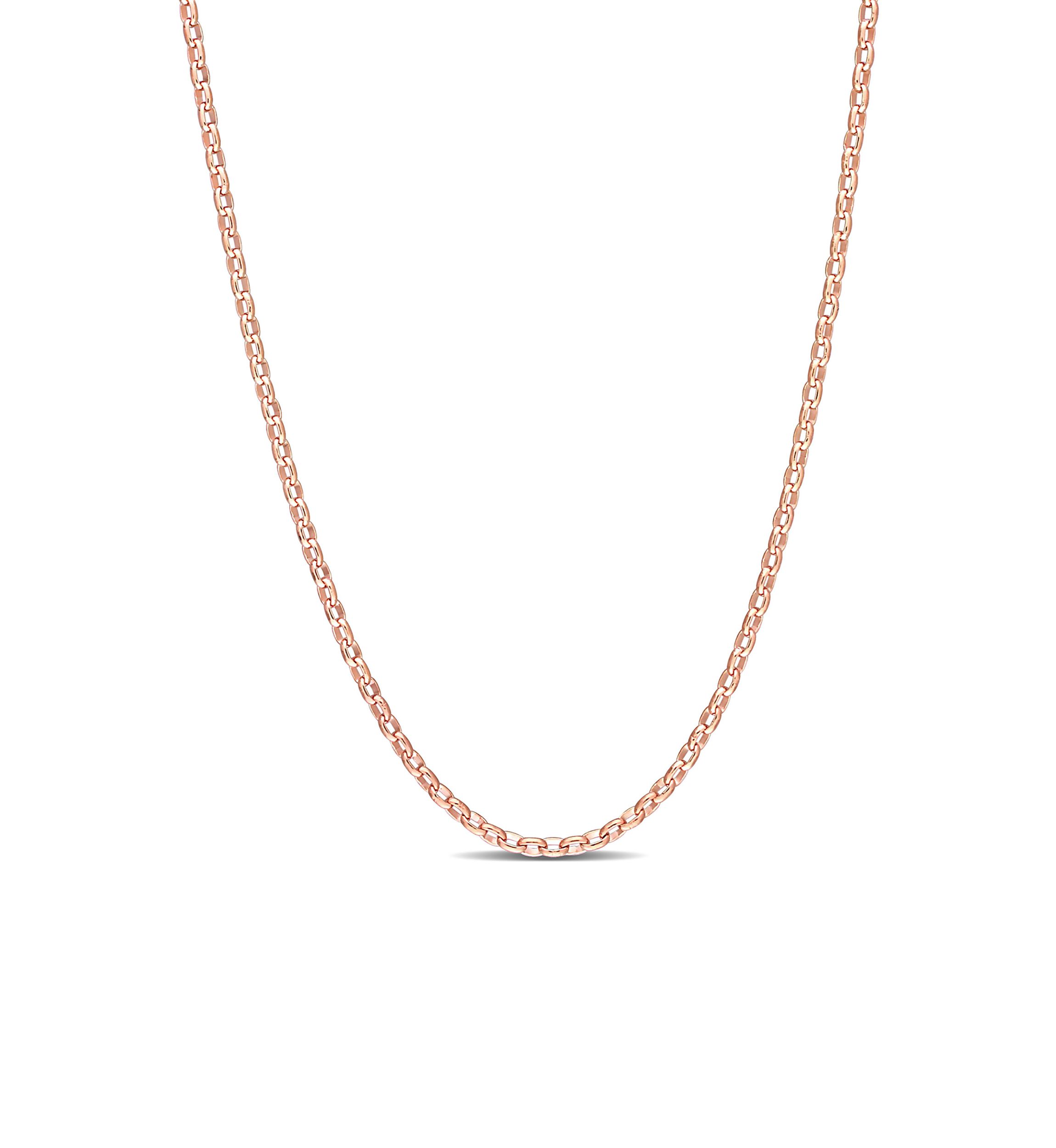 18k Rose Gold Plated Sterling Silver Rolo Chain Necklace