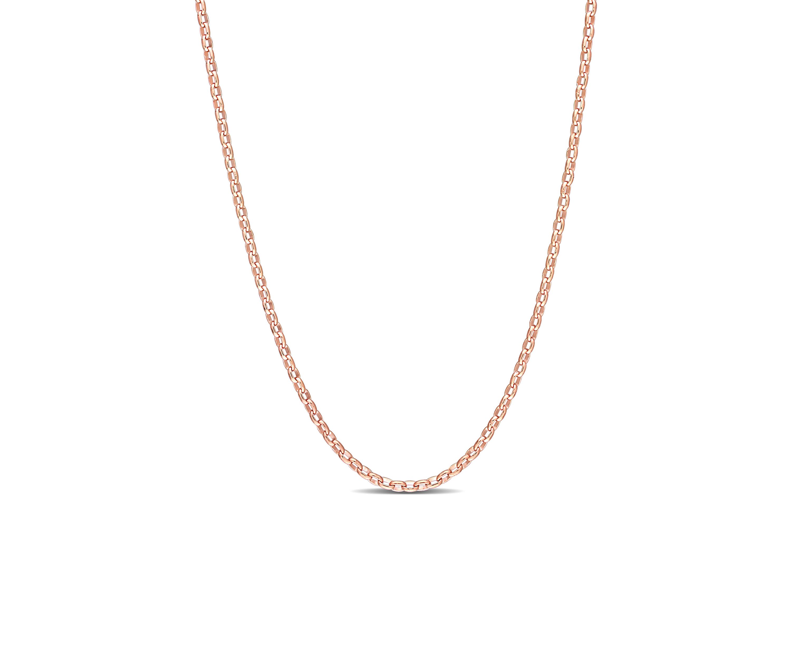 18k Rose Gold Plated Sterling Silver Rolo Chain Necklace