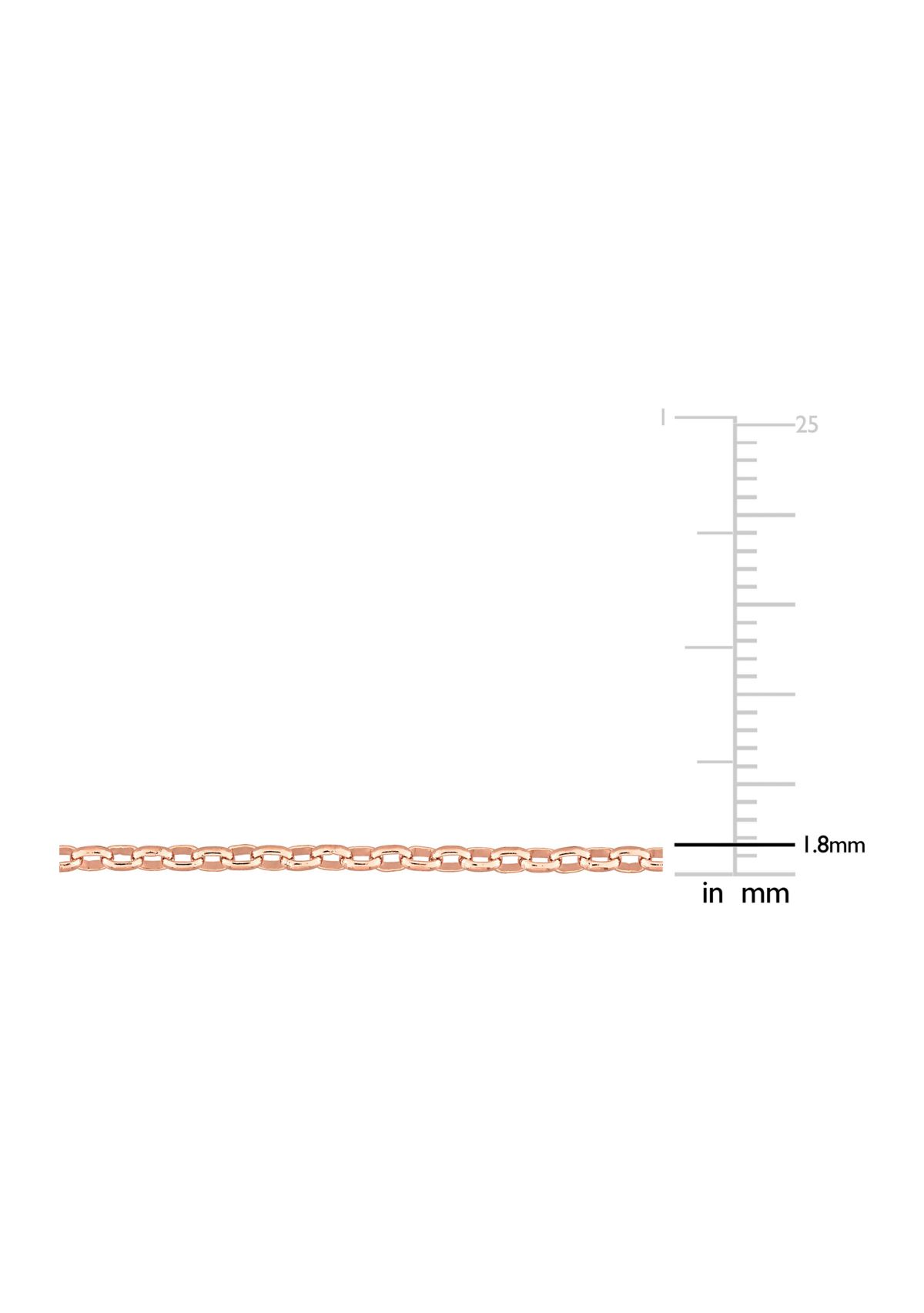 18k Rose Gold Plated Sterling Silver Rolo Chain Necklace