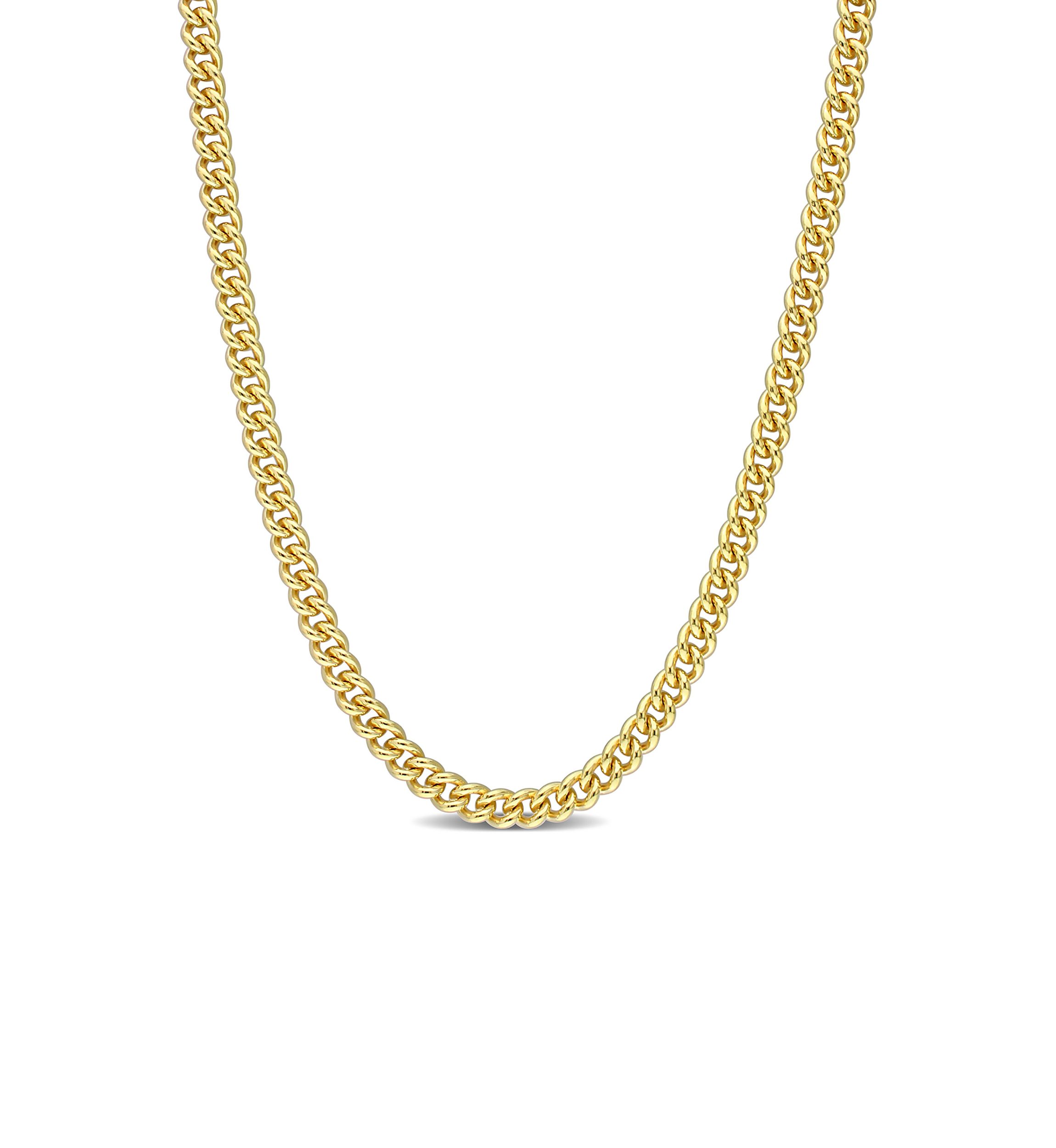 18k Yellow Gold Plated Sterling Silver 4.4mm Curb Link Chain Necklace