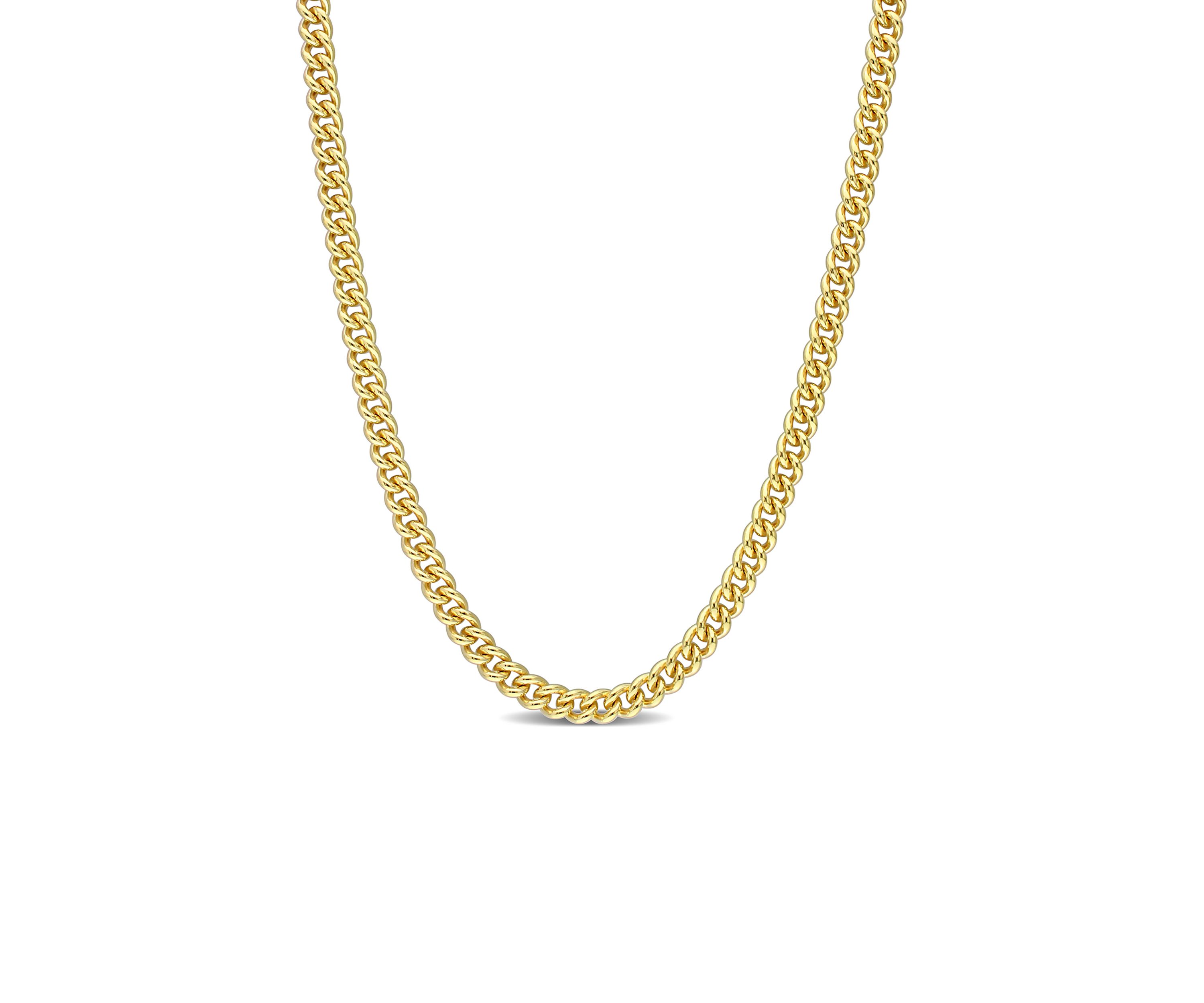 18k Yellow Gold Plated Sterling Silver 4.4mm Curb Link Chain Necklace