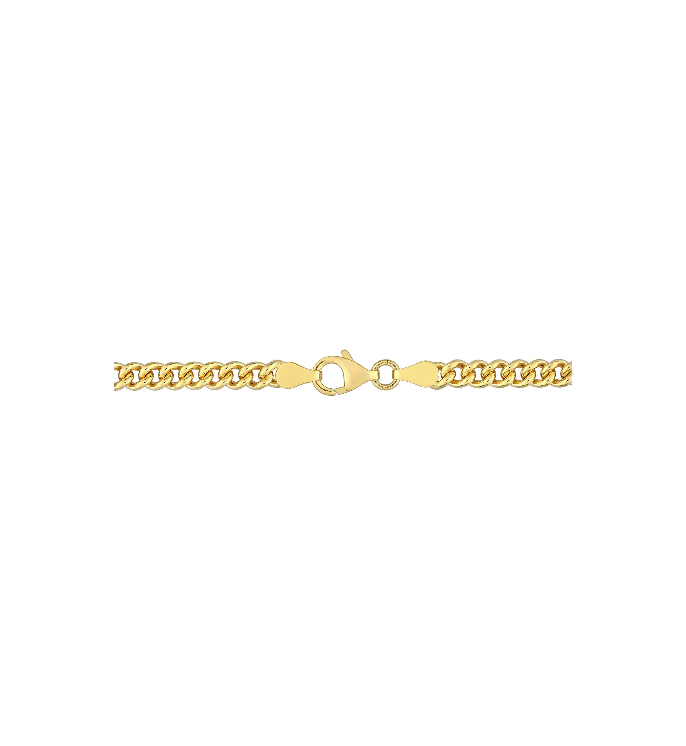 18k Yellow Gold Plated Sterling Silver 4.4mm Curb Link Chain Necklace