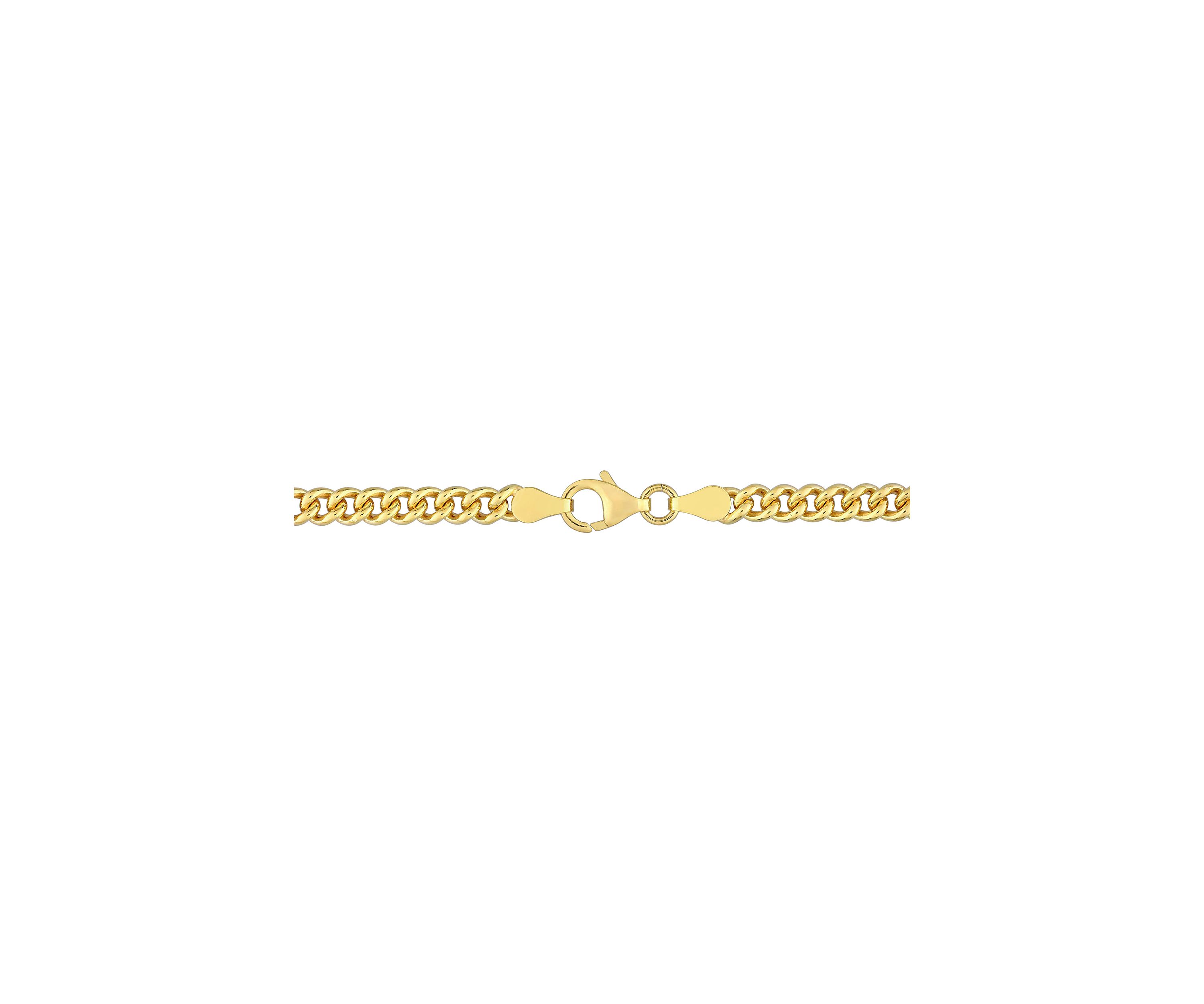 18k Yellow Gold Plated Sterling Silver 4.4mm Curb Link Chain Necklace