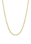 18k Yellow Gold Plated Sterling Silver 2 Millimeter Figaro Chain Necklace