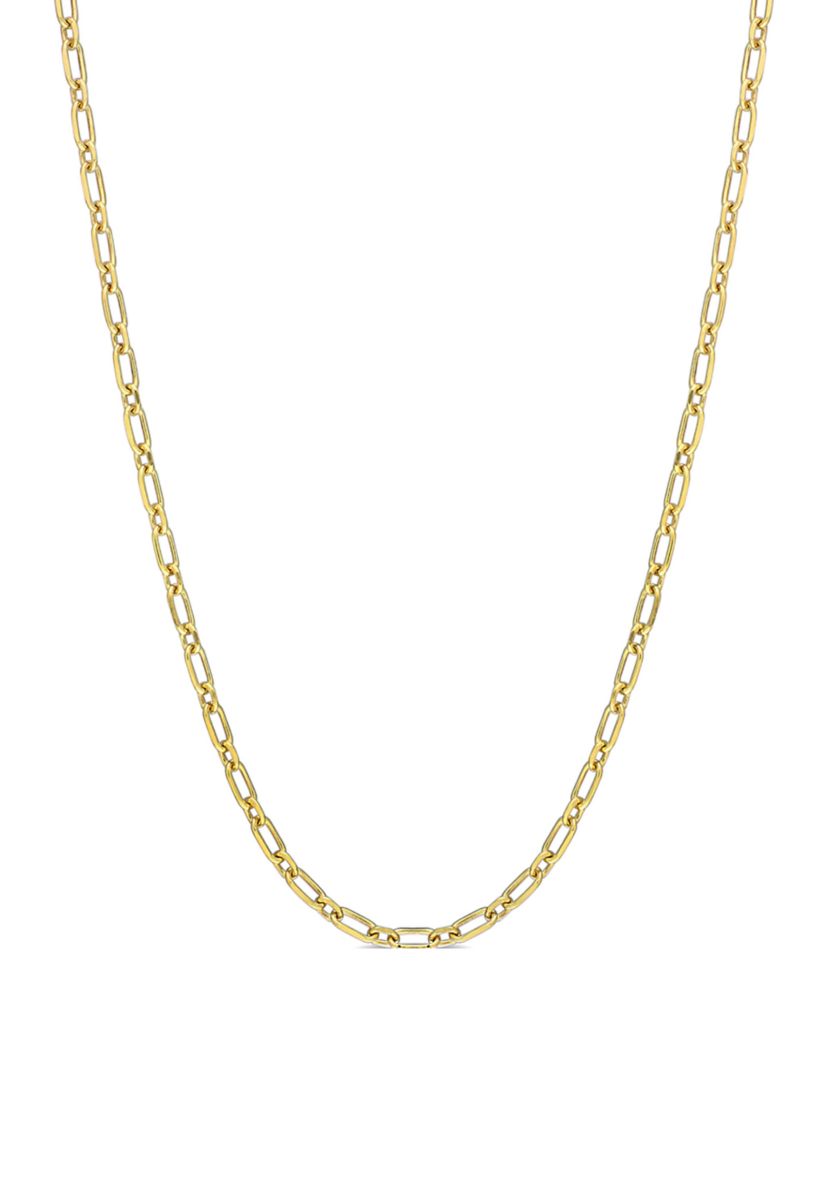 18k Yellow Gold Plated Sterling Silver 2mm Figaro Chain Necklace
