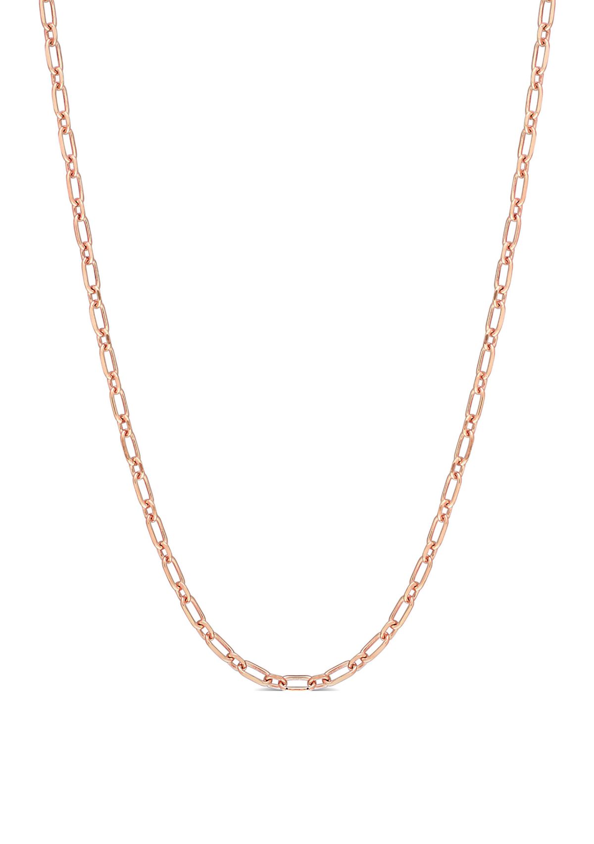 18k Rose Gold Plated Sterling Silver 2mm Figaro Chain Necklace