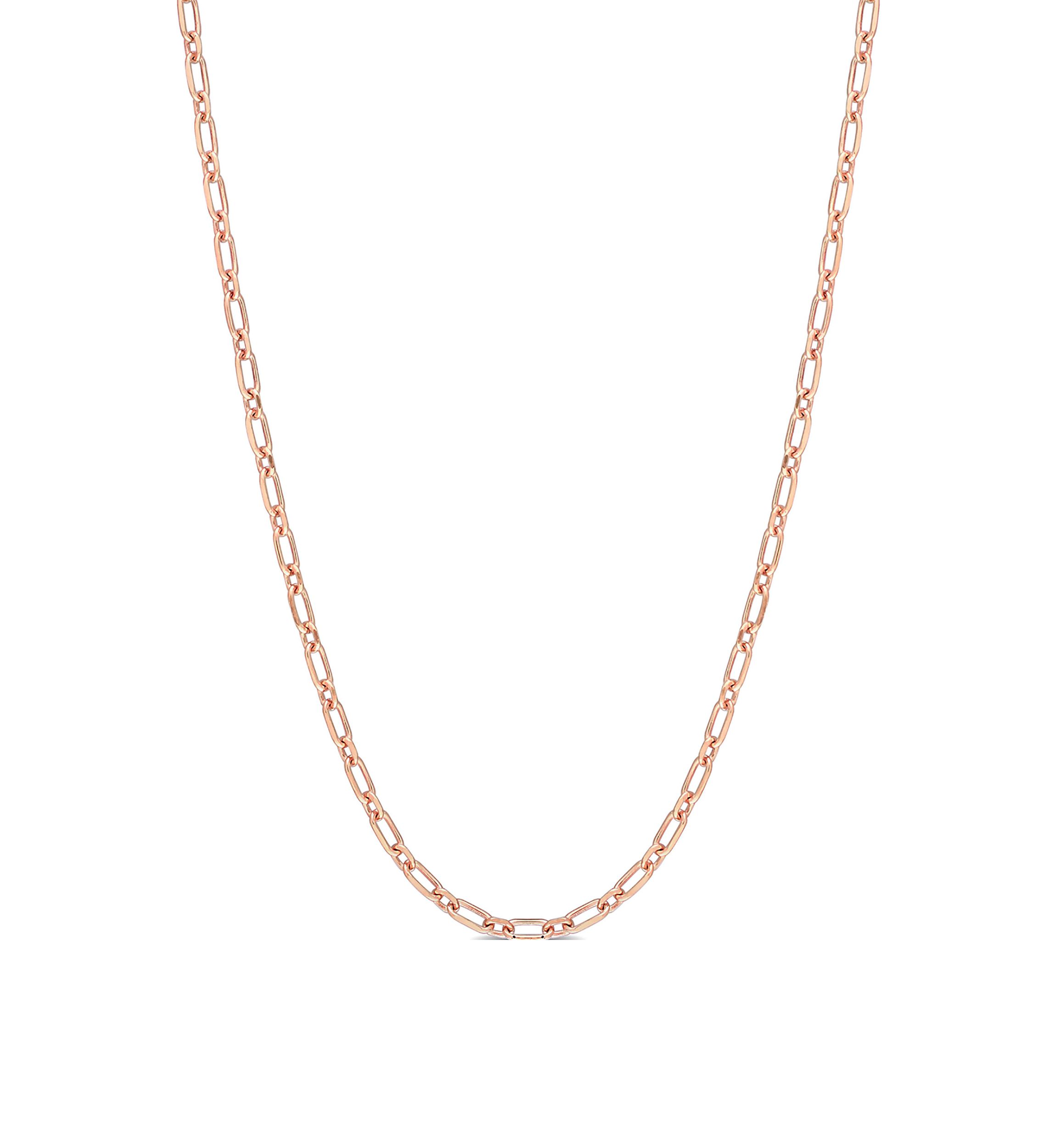 18k Rose Gold Plated Sterling Silver 2mm Figaro Chain Necklace