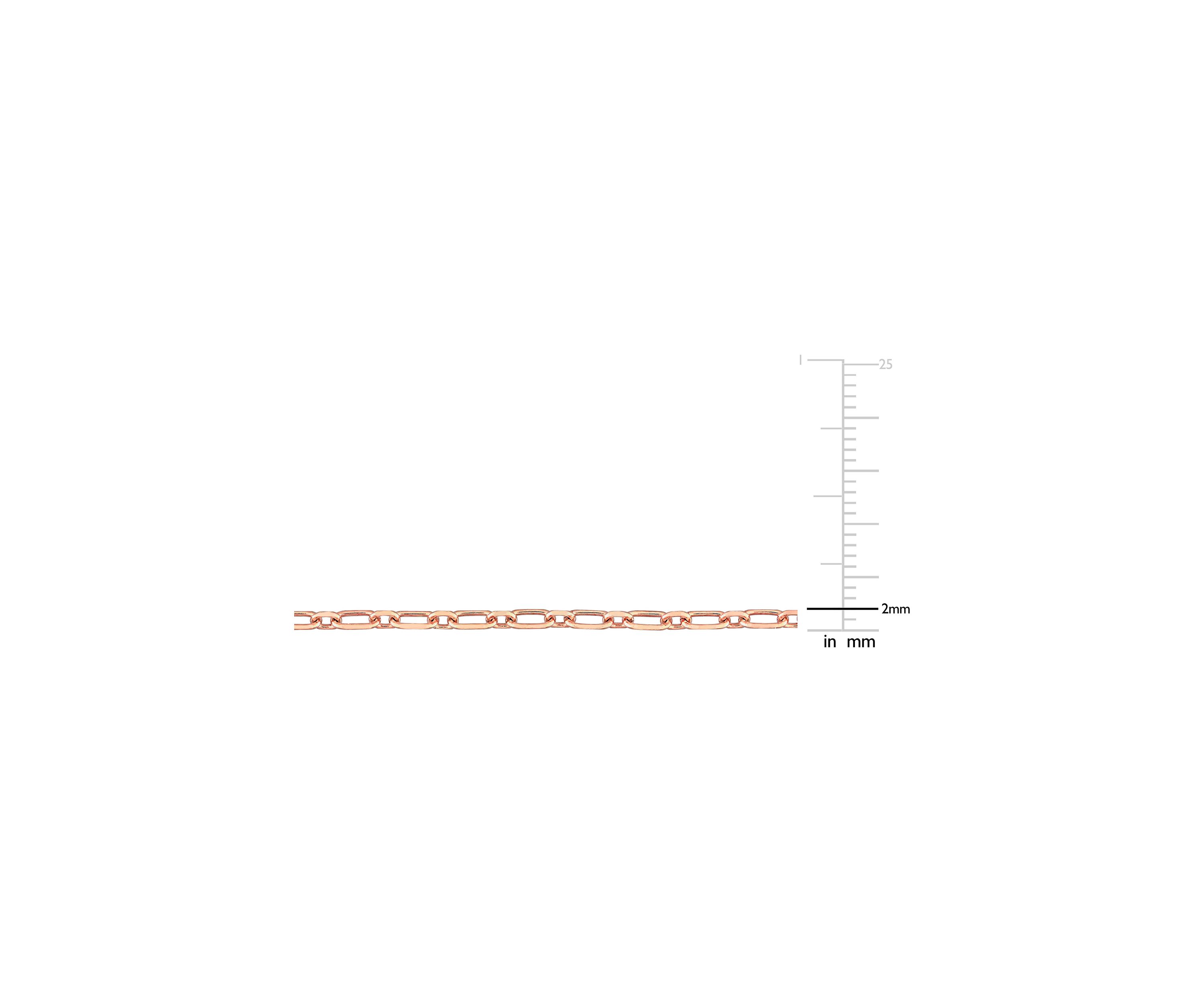 18k Rose Gold Plated Sterling Silver 2mm Figaro Chain Necklace