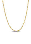 18k Yellow Gold Plated Sterling Silver 2.2 Millimeter Figaro Chain Necklace