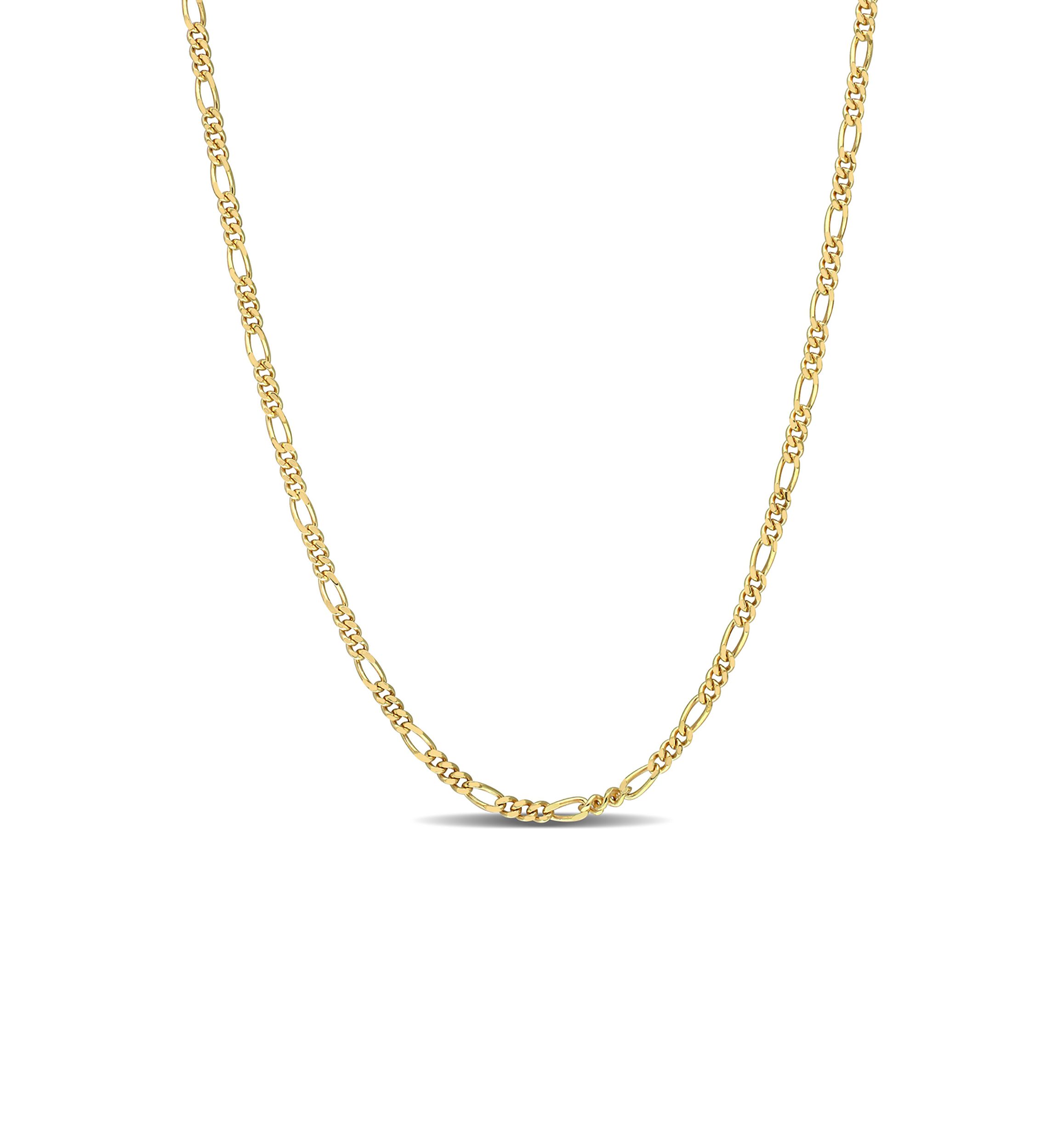 18k Yellow Gold Plated Sterling Silver 2.2mm Figaro Chain Necklace