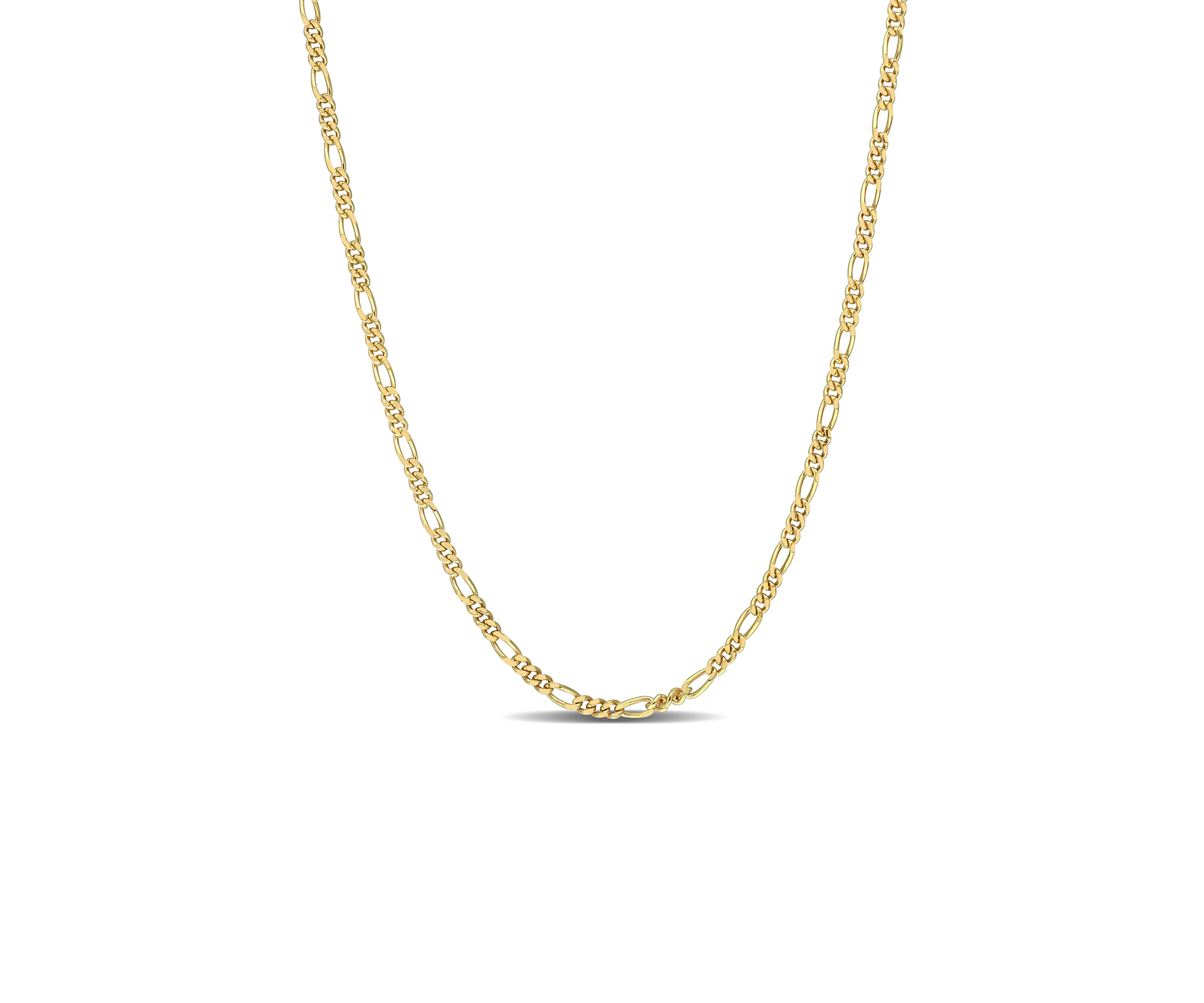 18k Yellow Gold Plated Sterling Silver 2.2mm Figaro Chain Necklace