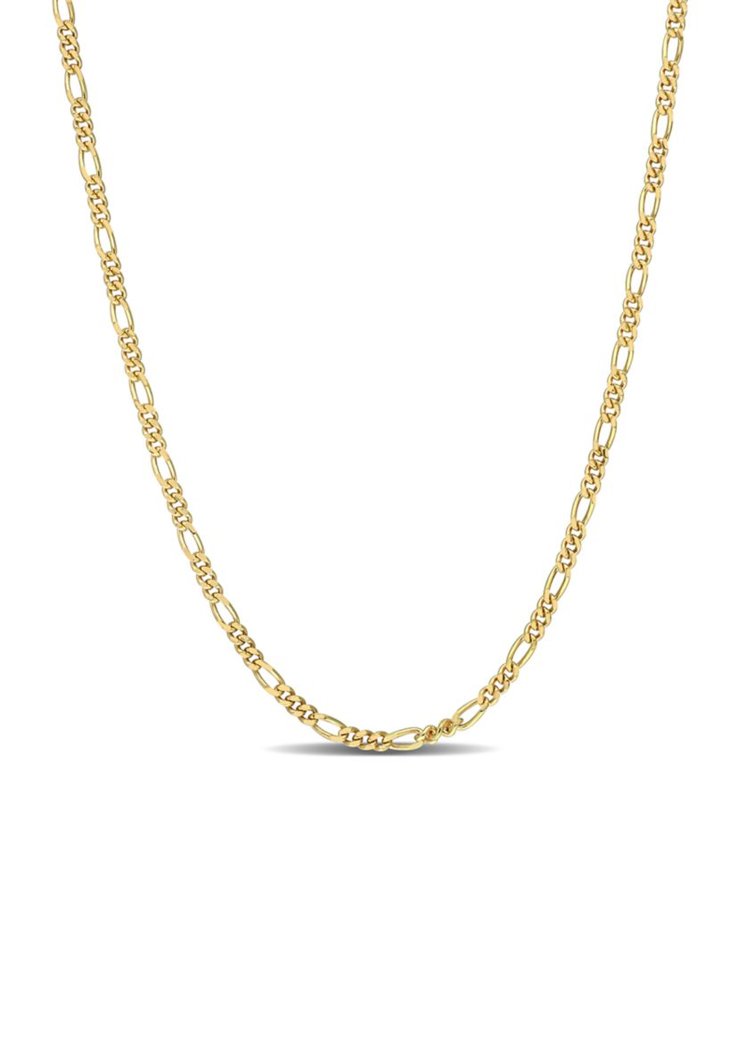 18k Yellow Gold Plated Sterling Silver 2.2mm Figaro Chain Necklace