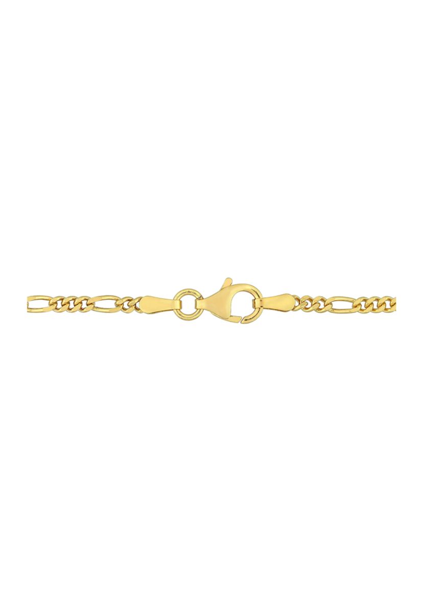 18k Yellow Gold Plated Sterling Silver 2.2mm Figaro Chain Necklace