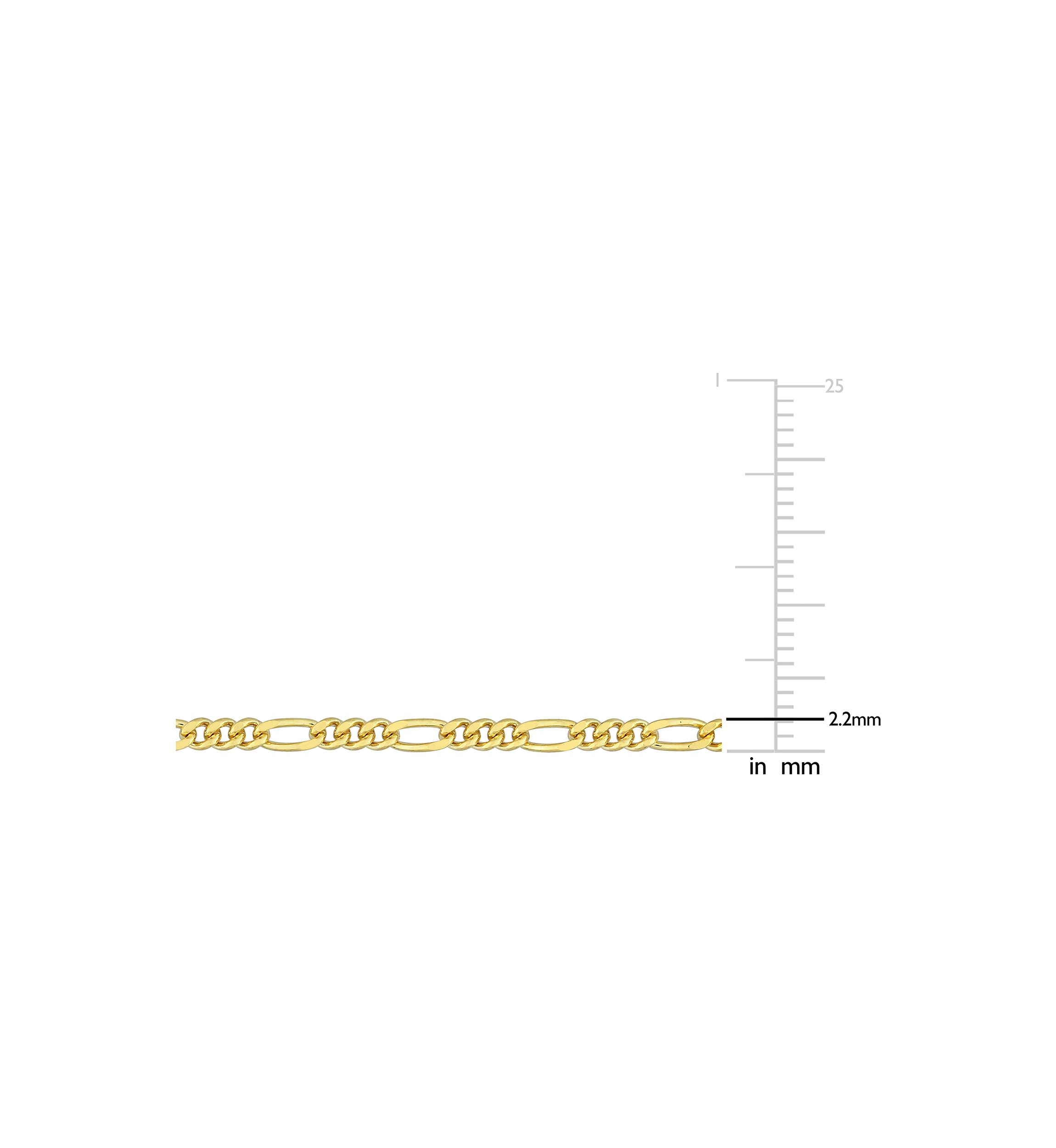 18k Yellow Gold Plated Sterling Silver 2.2mm Figaro Chain Necklace