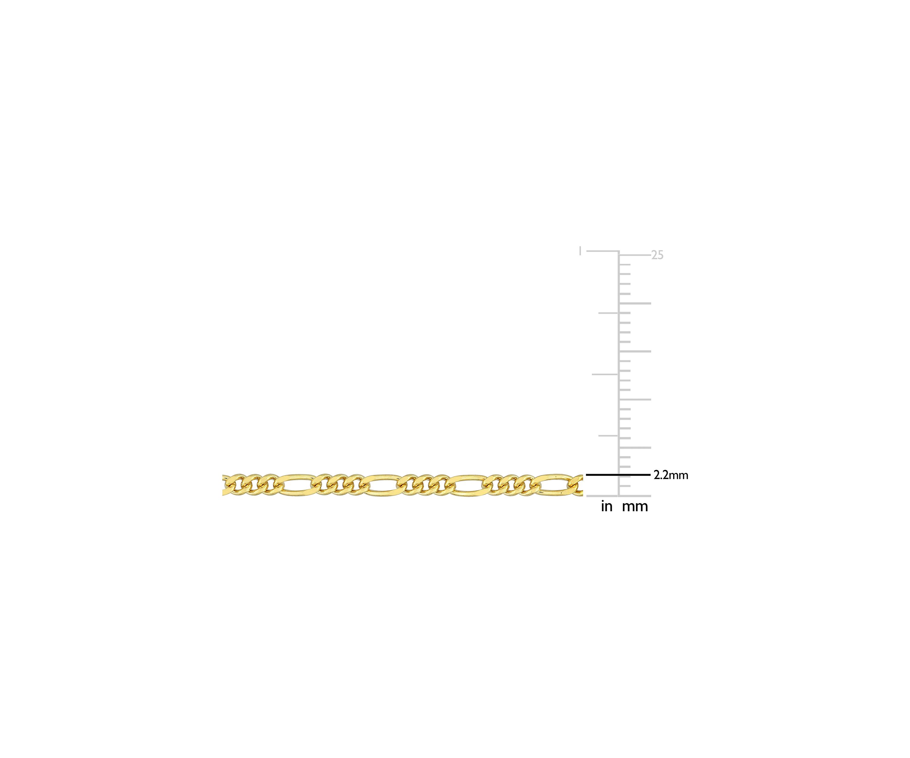 18k Yellow Gold Plated Sterling Silver 2.2mm Figaro Chain Necklace