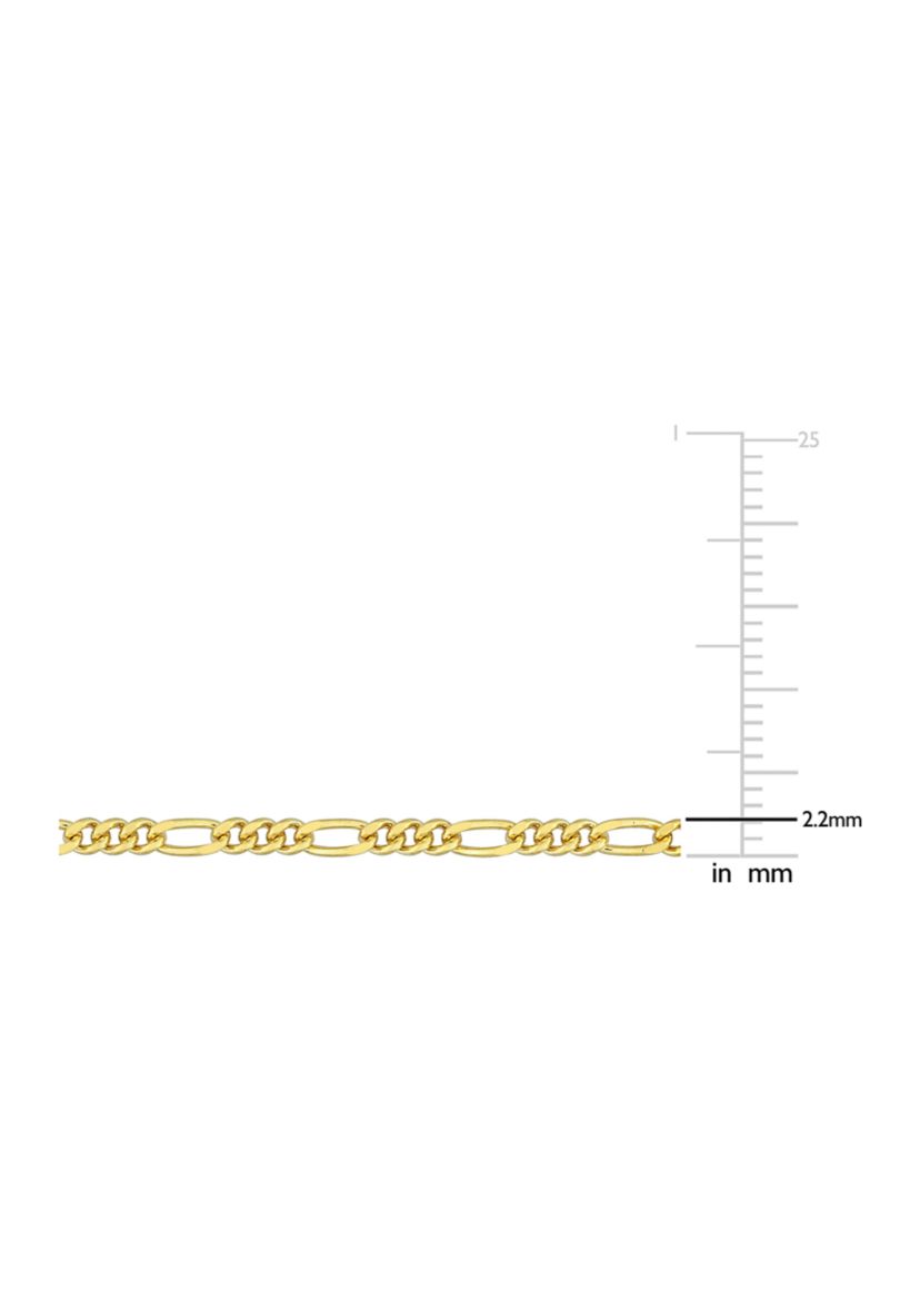 18k Yellow Gold Plated Sterling Silver 2.2mm Figaro Chain Necklace