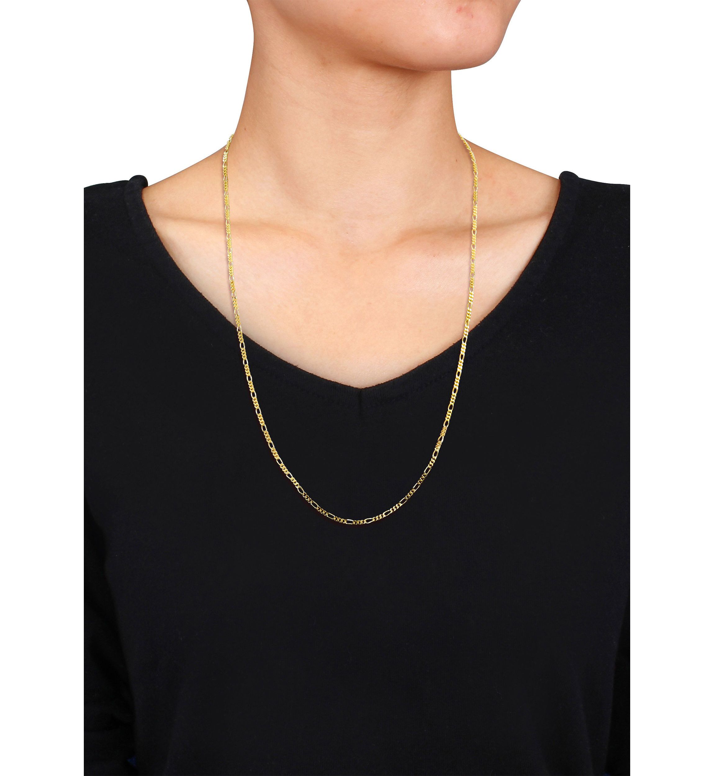 18k Yellow Gold Plated Sterling Silver 2.2mm Figaro Chain Necklace