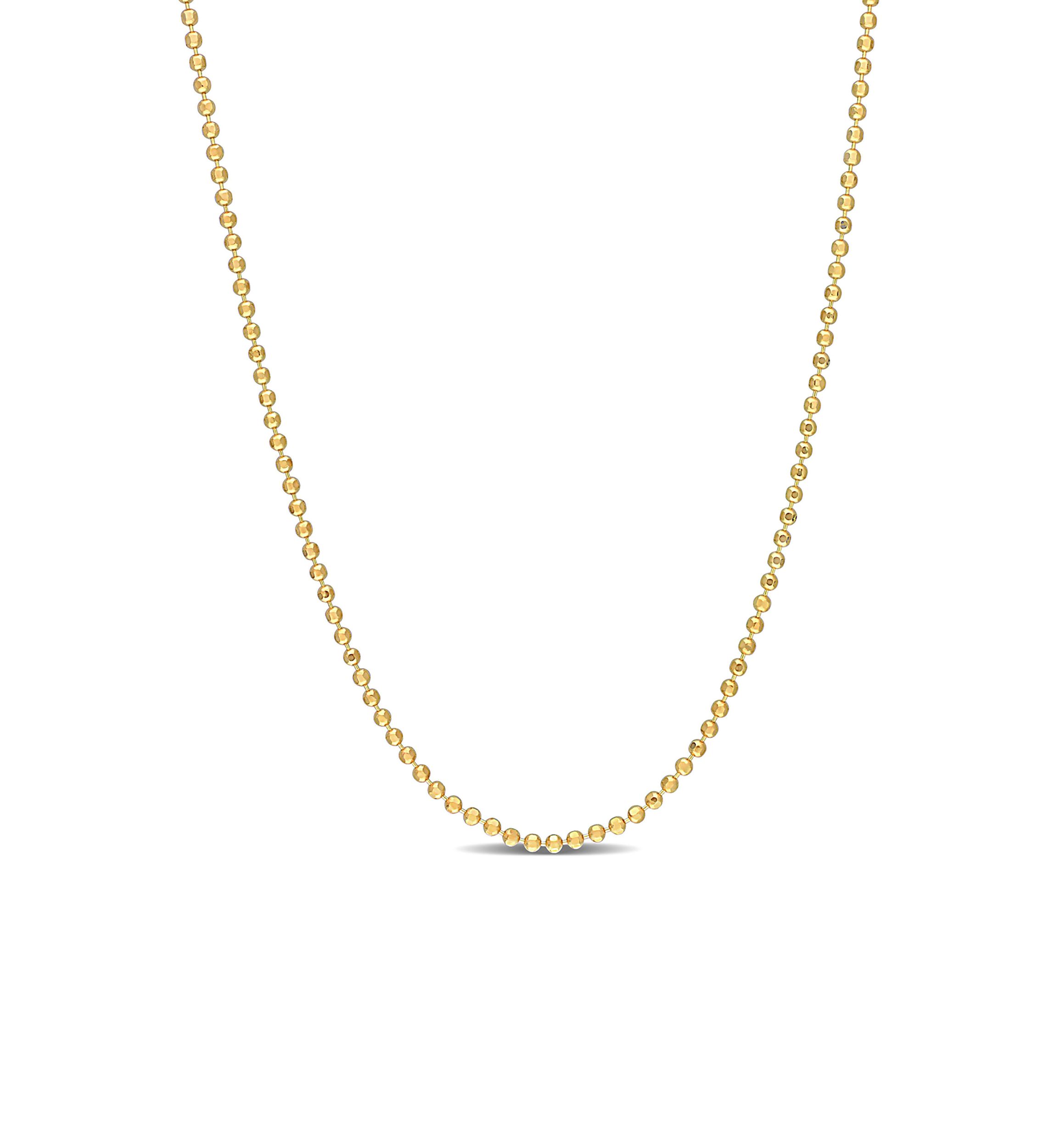 18k Yellow Gold Plated Sterling Silver Ball Chain Necklace